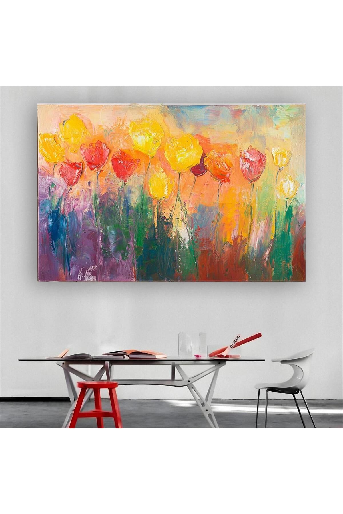 Ritmo Canvas Suluboya Renkli Çiçekler Kanvas Tablo