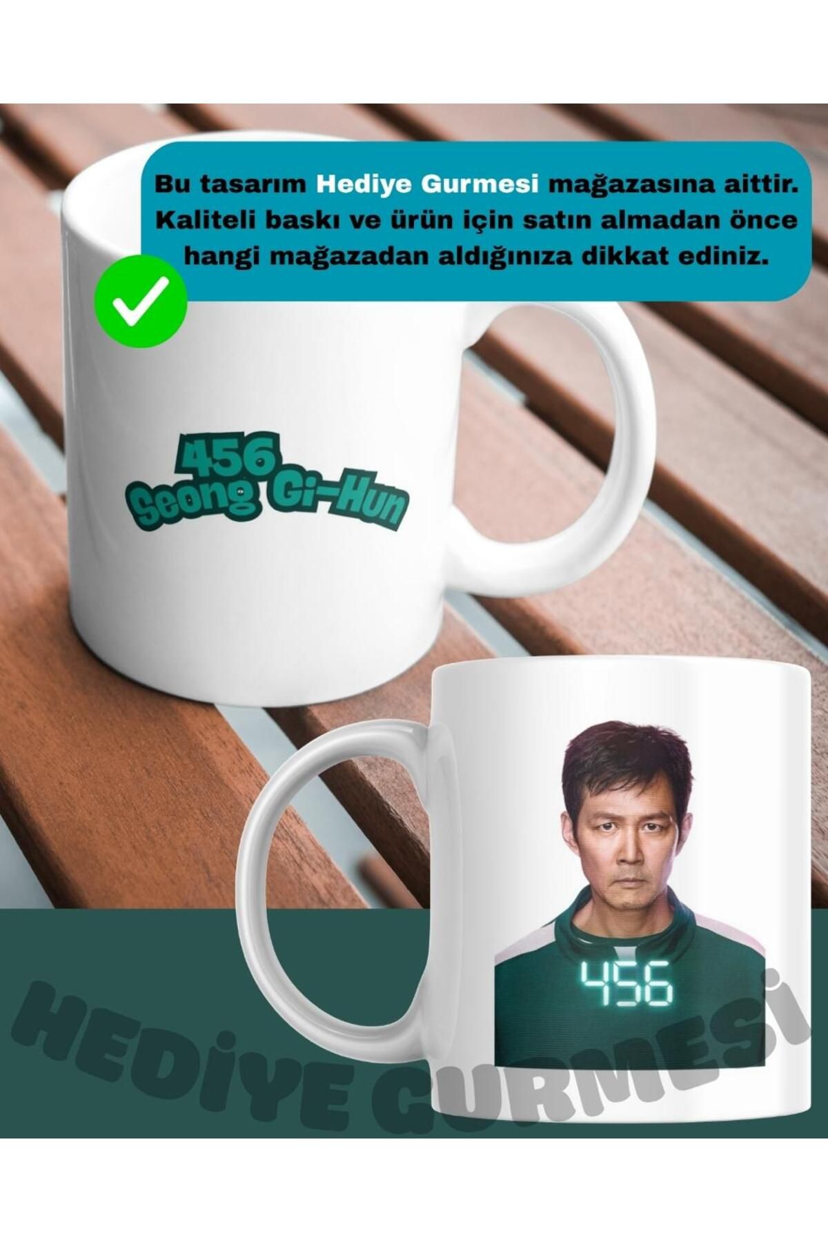 Hediye Gurmesi Squid Game Dizisi Oyuncu 456 Gi Hun Baskılı Porselen Kupa Bardak