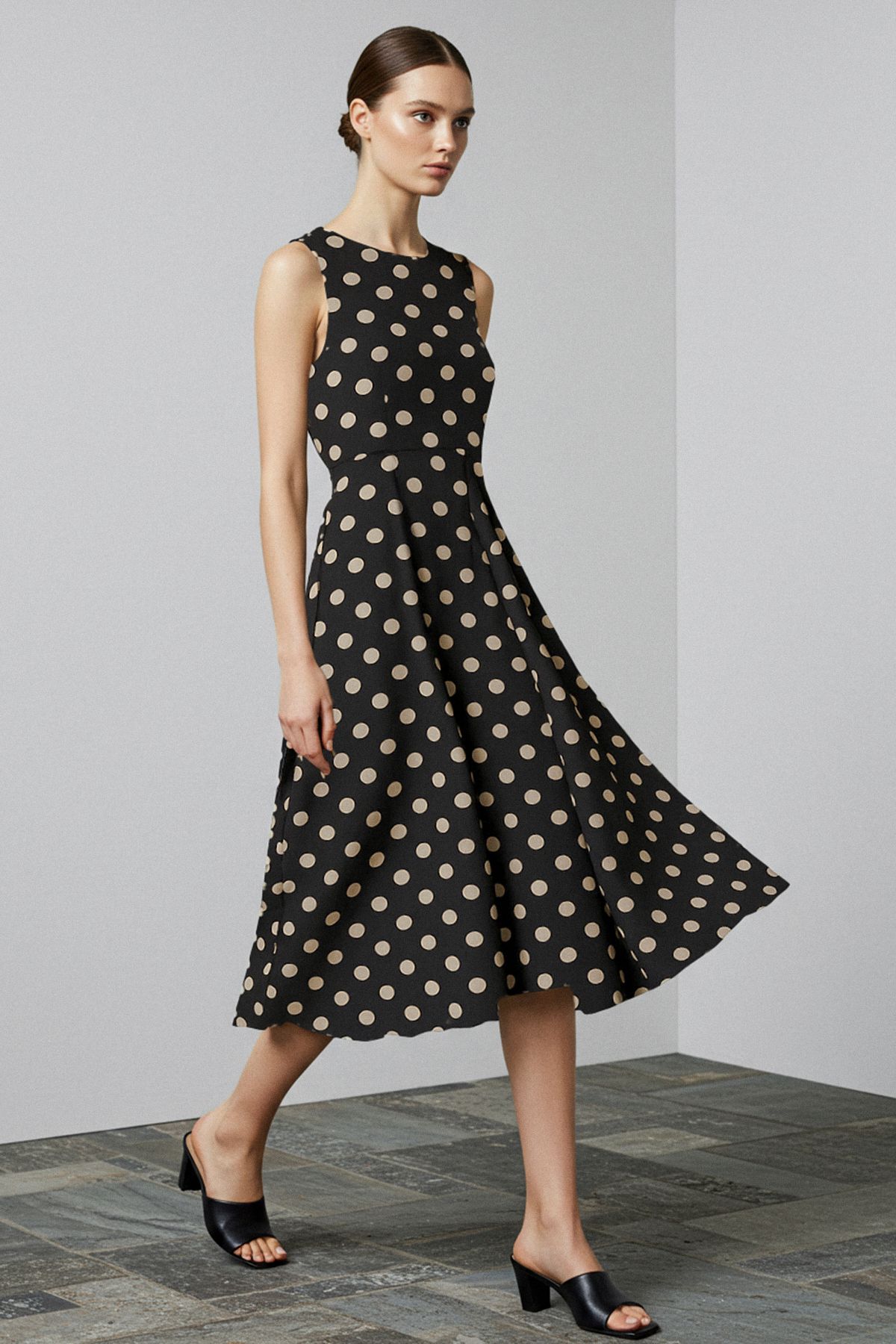 Trendyol Collection Fekete*001 Sima Midi szőtt ruha TWOSS20EL0980