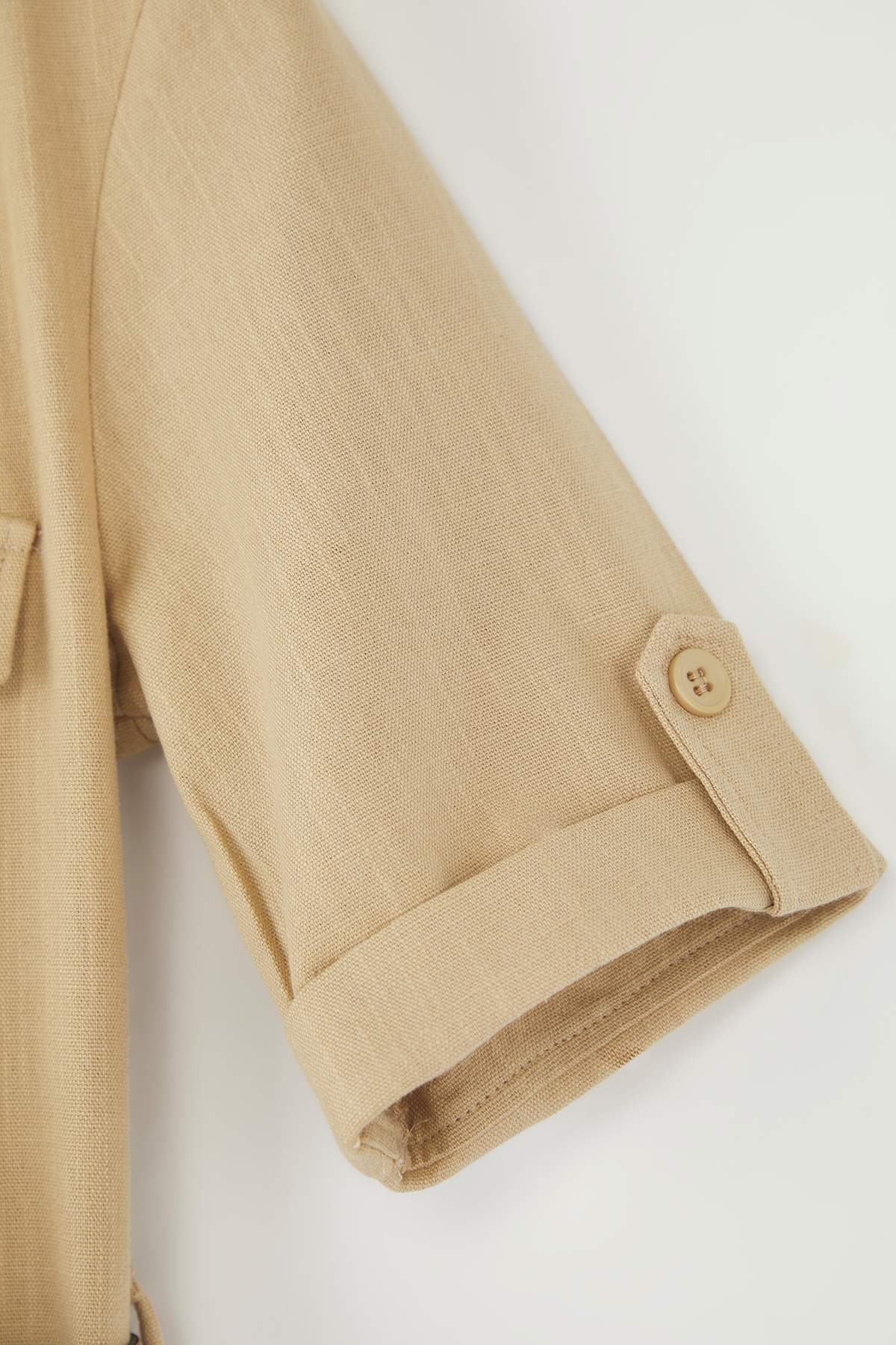 Trendyolmilla  Vizon Kemerli Düz Cep Detaylı Midi Dokuma Elbise TWOSS25EL00704 - Görsel 6