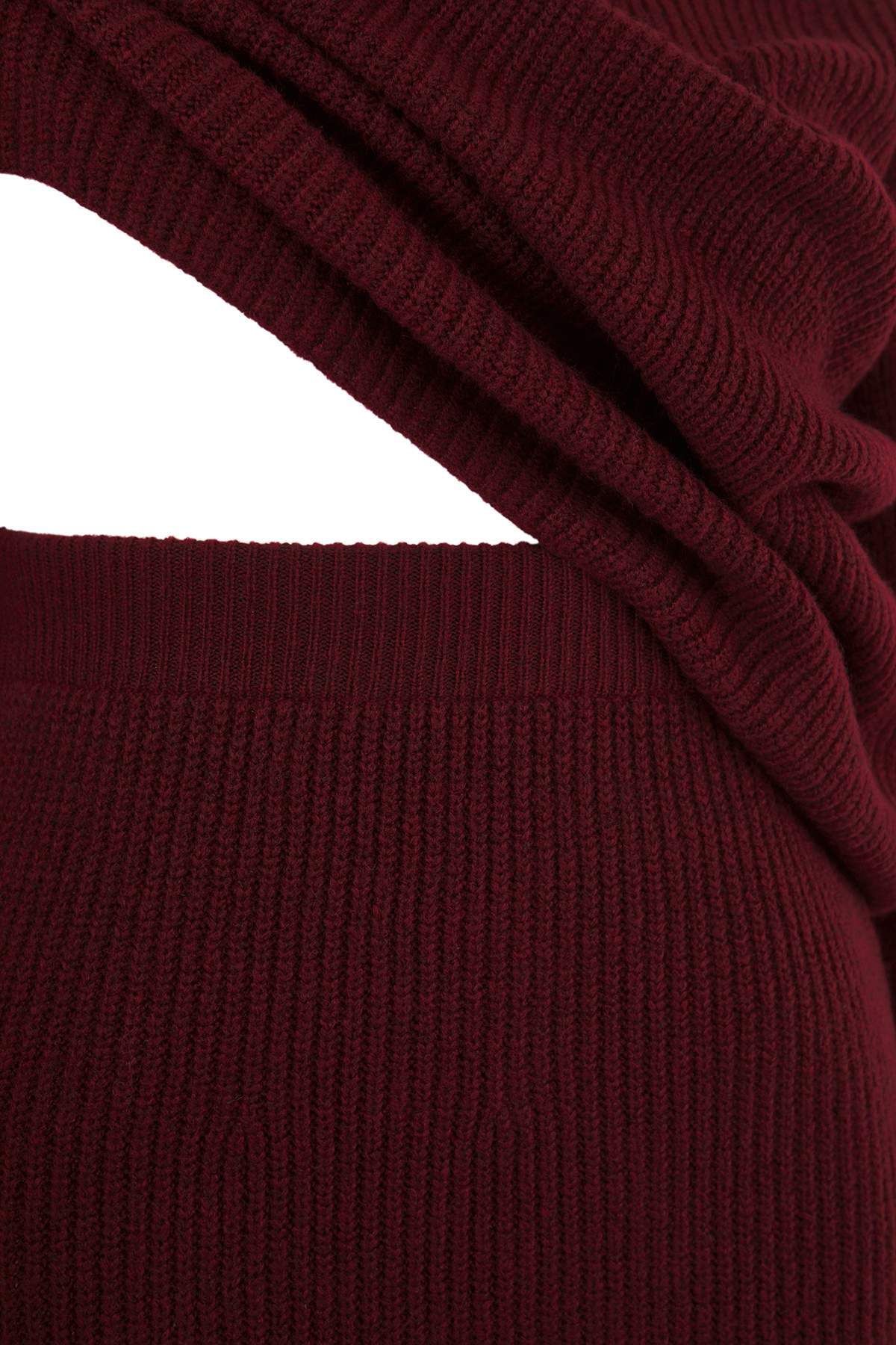 Trendyol Curve-Claret Red Crew Neck Κορδόνι Πλεκτά και Πουλόβερ & Σετ κάτω από το κάτω μέρος 6