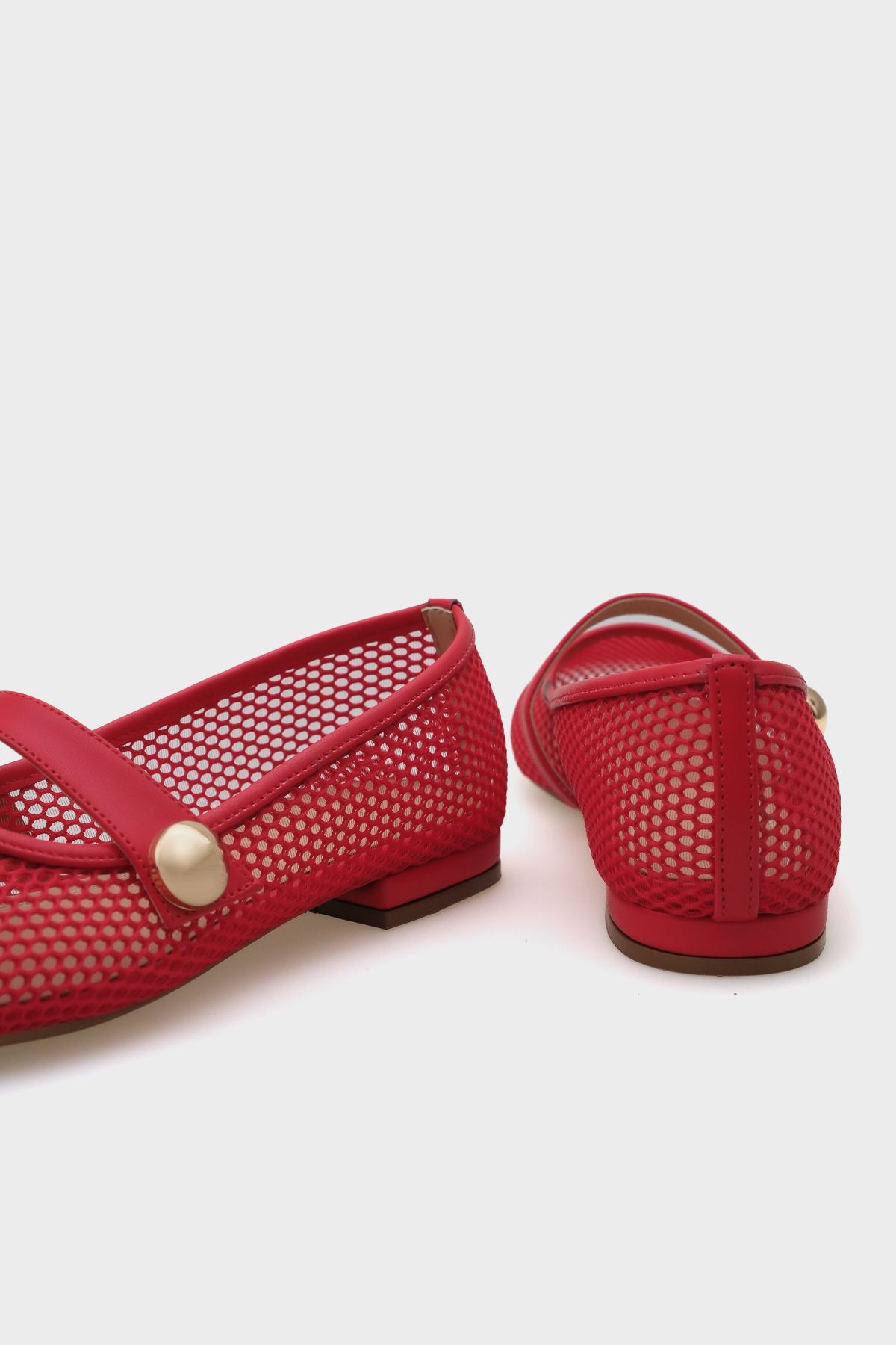Capone Outfitters-Amy Mesh Buckle Strap Women's Ballerinas 5