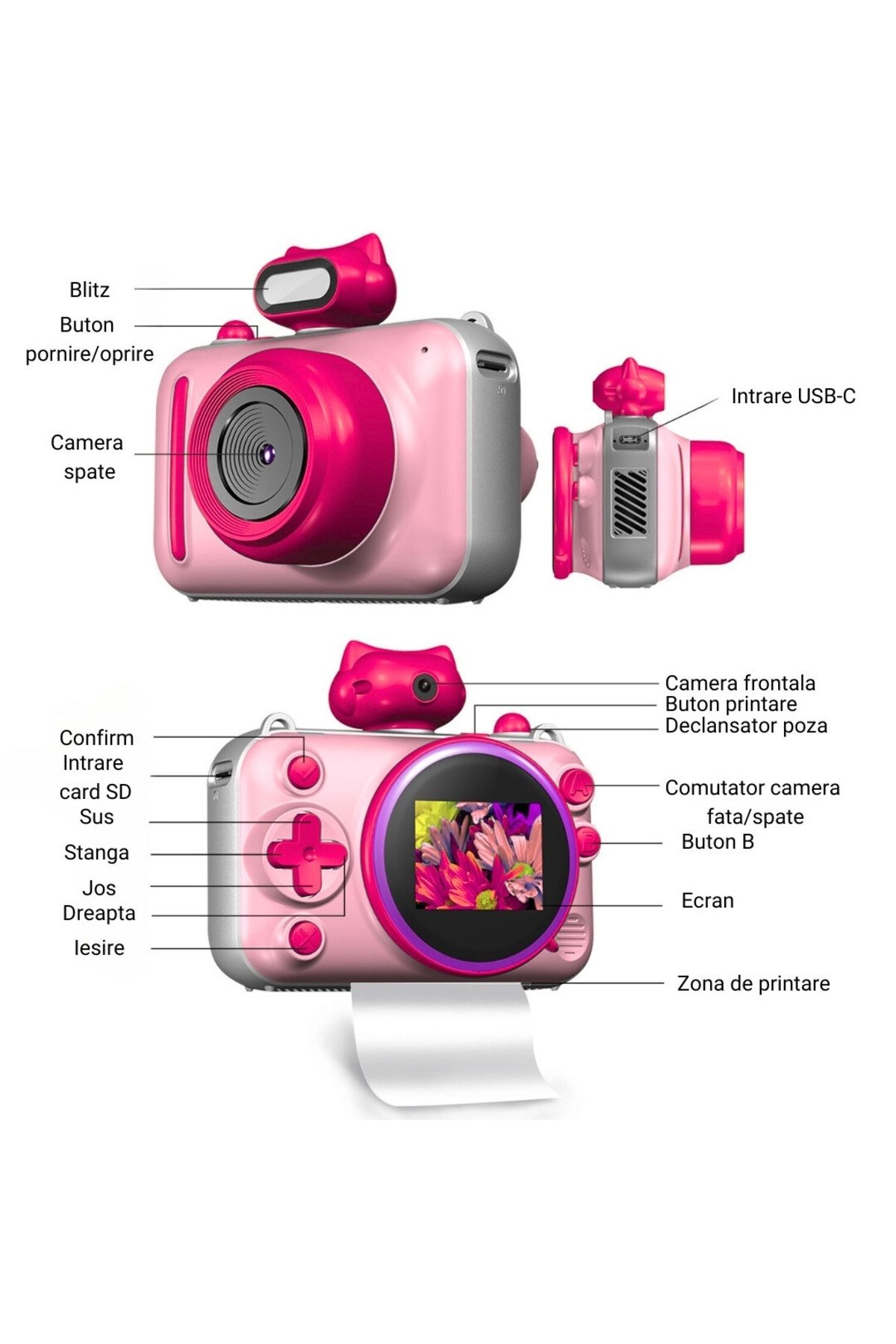 SMARTIC-Camera, instant printing, Ultra HD 2.5K, 2.0”, 1200mAh, games, MP3, memory card GIFT 2