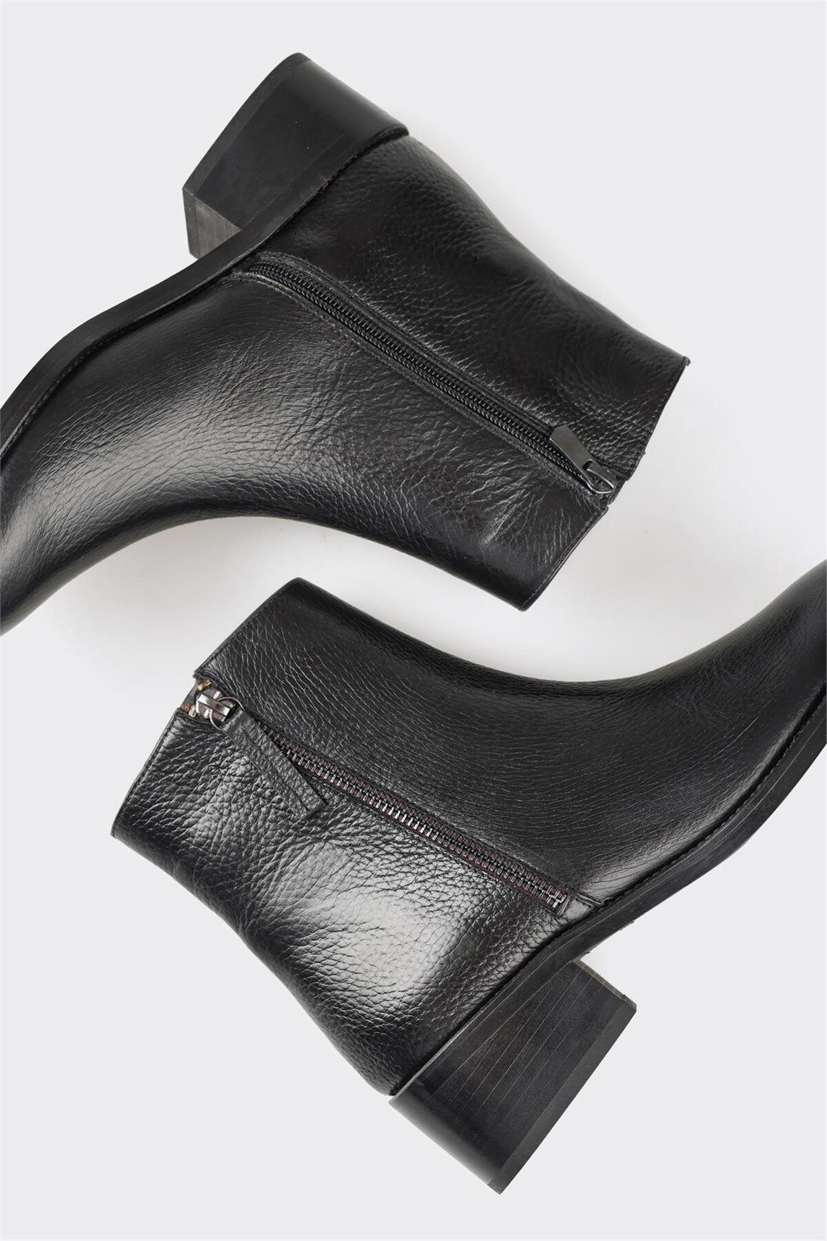 Elle Shoes Siyah Deri Kadın Klasik Bot görsel 4