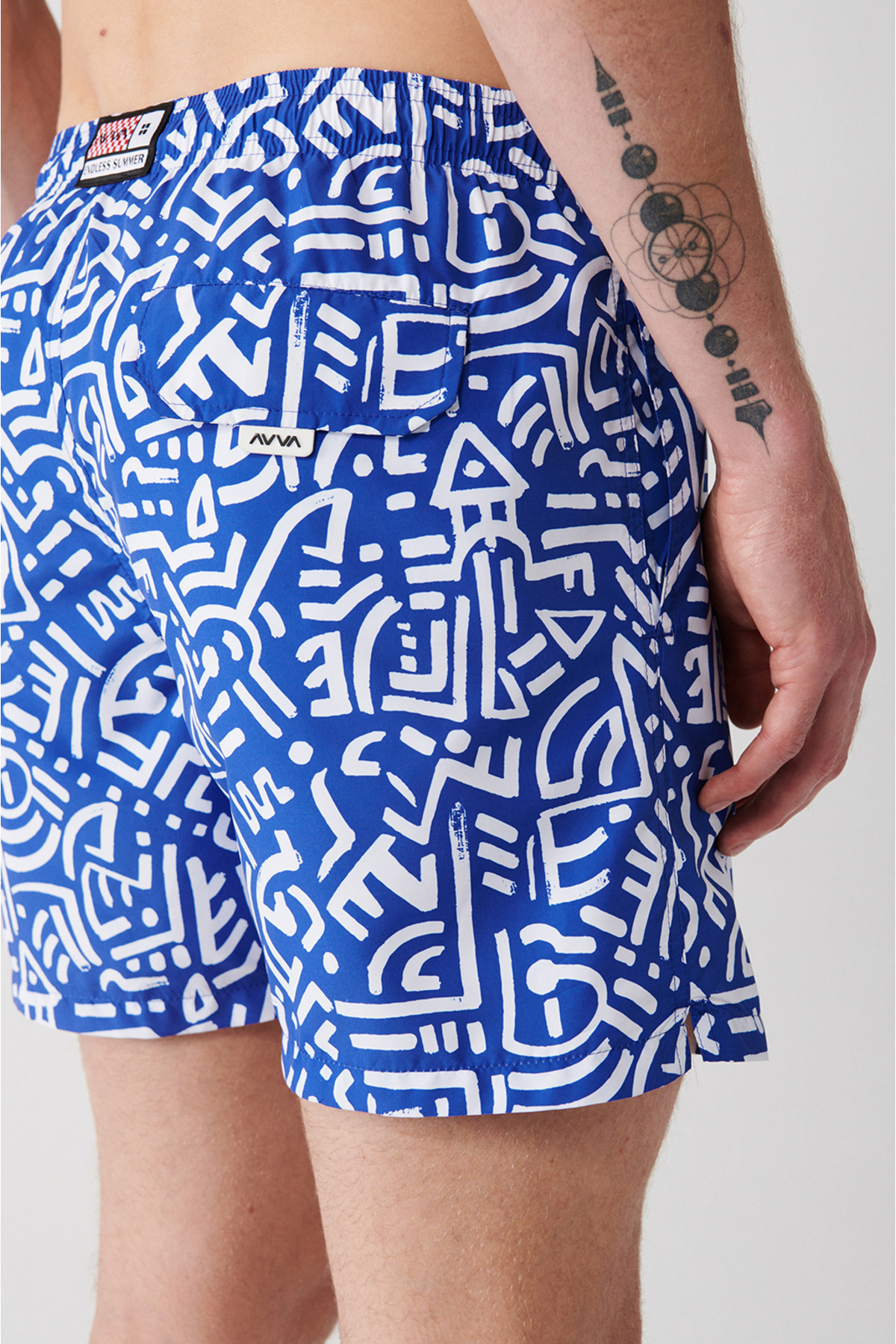Avva-Albastru cu uscare rapidă, cu imprimeu geometric, mărime standard, cutie specială, costum de baie, pantaloni scurți de mare 6