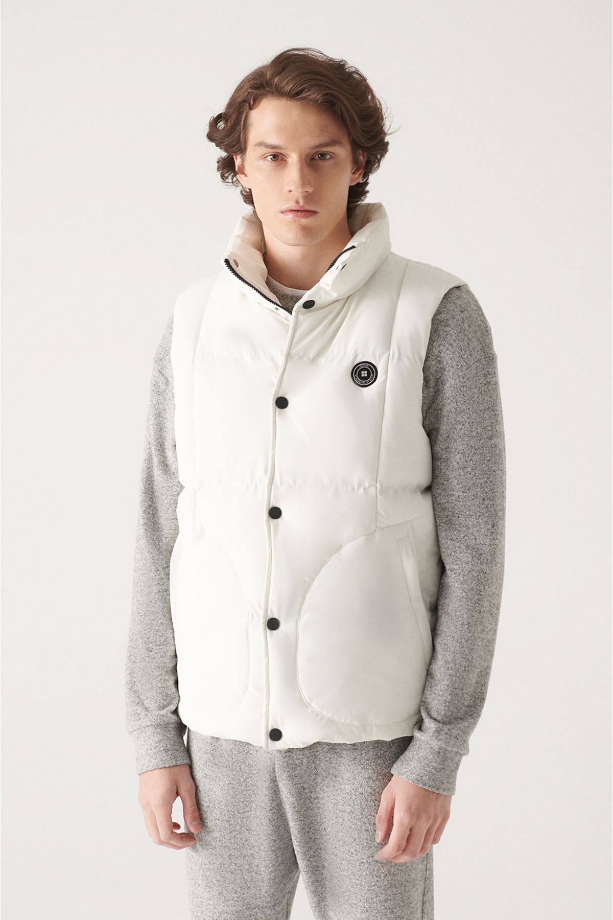 Avva-Men's White Goose Feather Water Repellent Windproof Puffer Vest A22Y6500 2