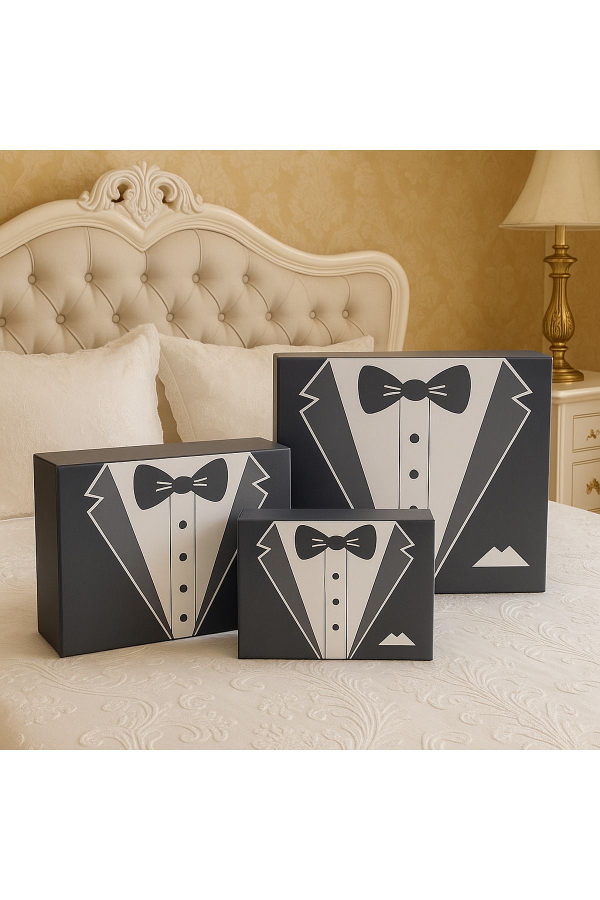 long way Damat Bohçası-damat Kutusu-çeyiz Kutusu-hediye Seti-hediye Kutusu 3'lü Set
