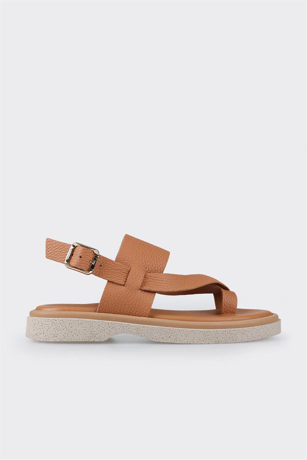 Elle Shoes Taba Deri Kadın Spor Sandalet 24Y