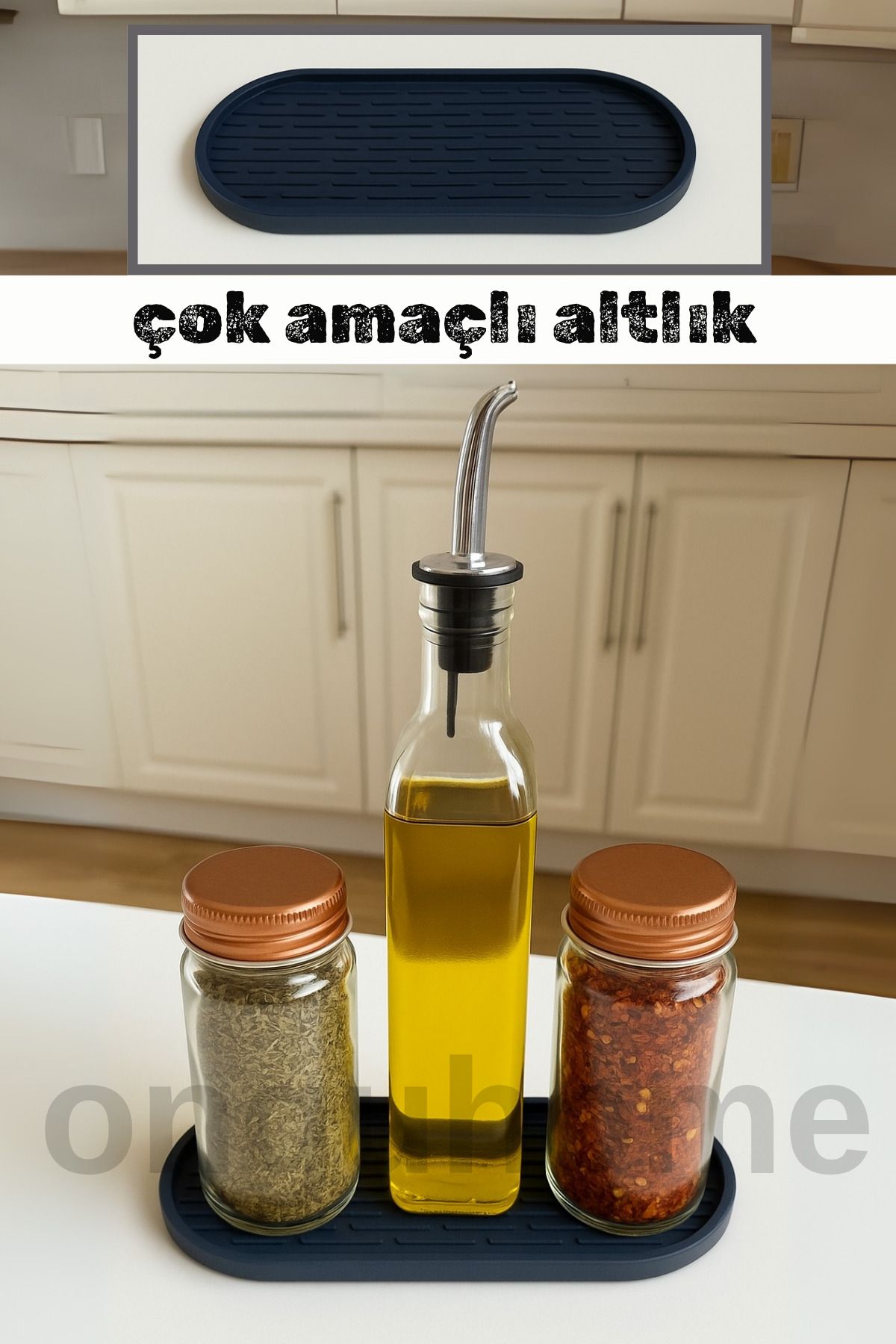 ongu home Silikon Yağlık Standı Yağdanlık Standı Yağlık Altlığı Çok Amaçlı Organizer Altlık Oval