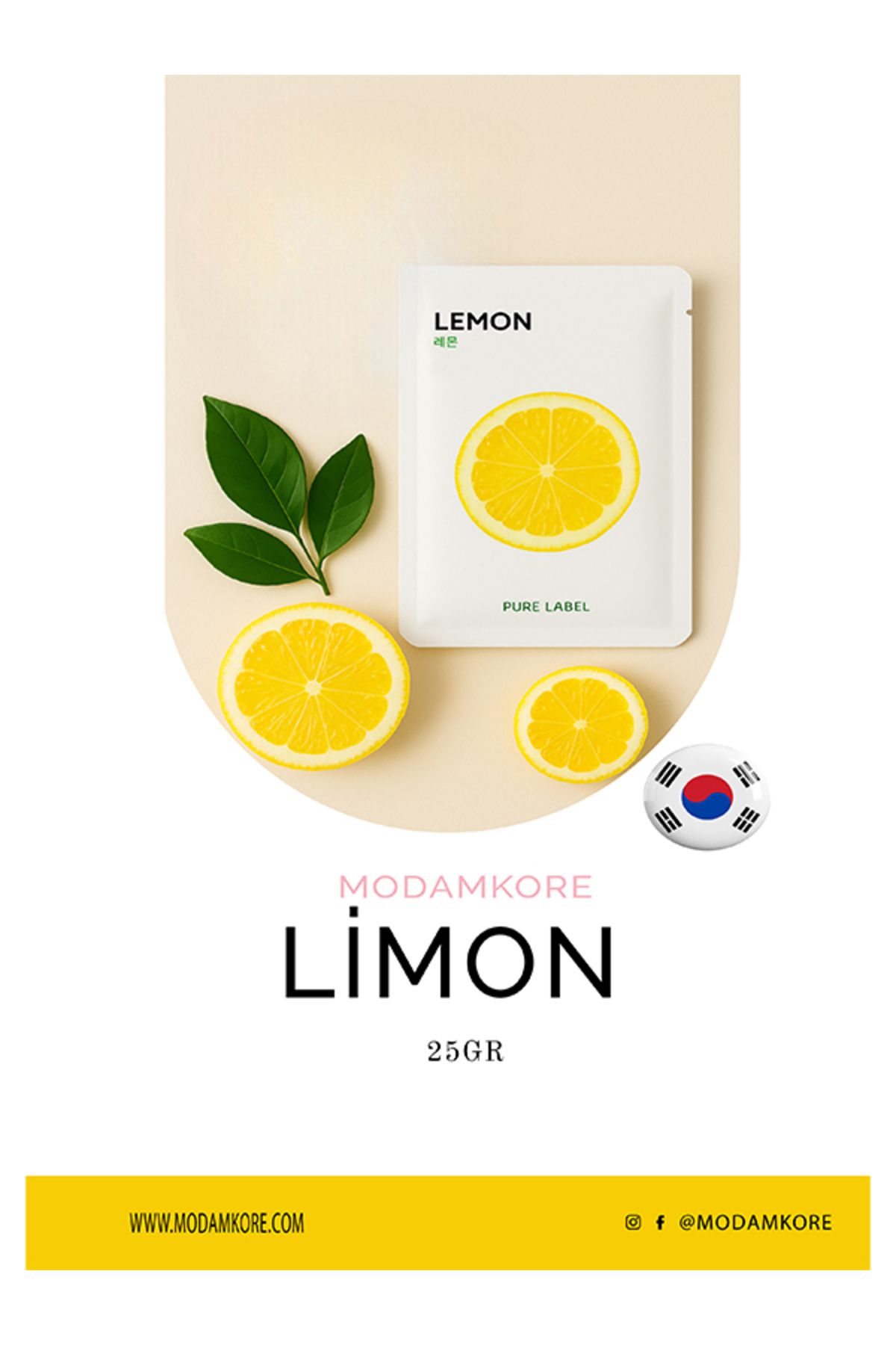 PURE LABEL Modamkore Kore Limonlu Yüz Maskesi – C Vitamini Içerikli, Cilt Aydınlatıcı, Ton Eşitleyici