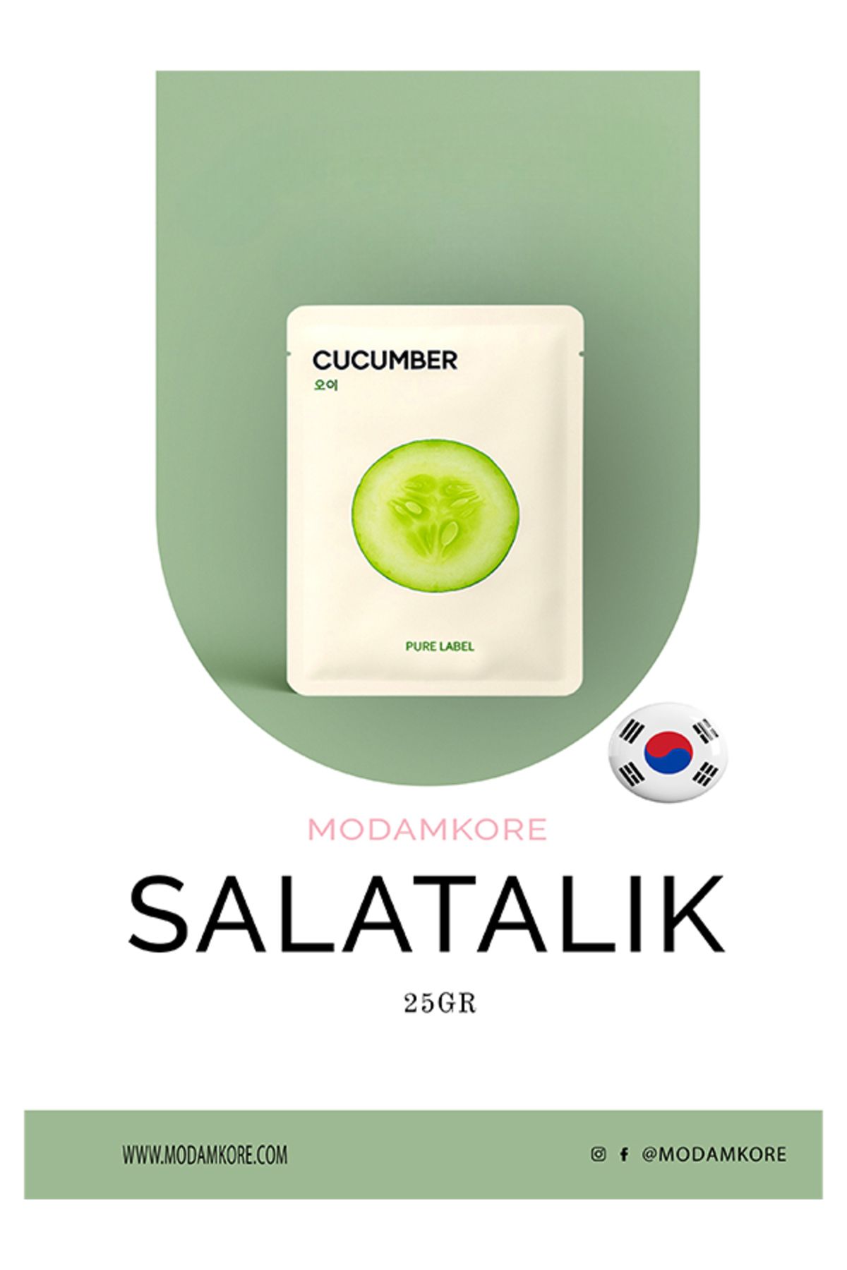 PURE LABEL Modamkore Kore Salatalık Özlü Maske - Ferahlatıcı & Nemlendirici & Canlandırıcı Yüz Maskesi
