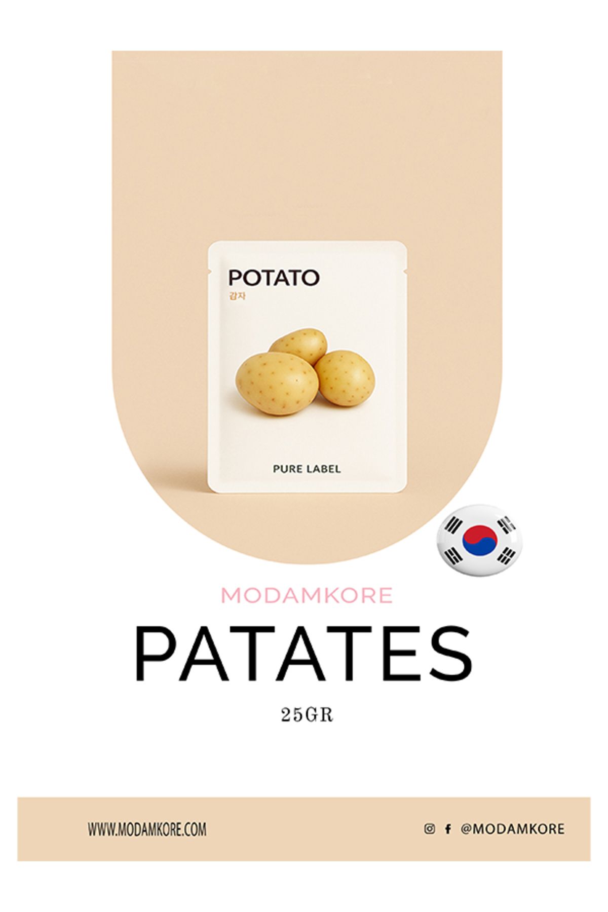 PURE LABEL Modamkore Kore Patates Özlü Yüz Maskesi - Nemlendirici, Gözenek Sıkılaştırıcı &cilt Tonu Eşitleyici