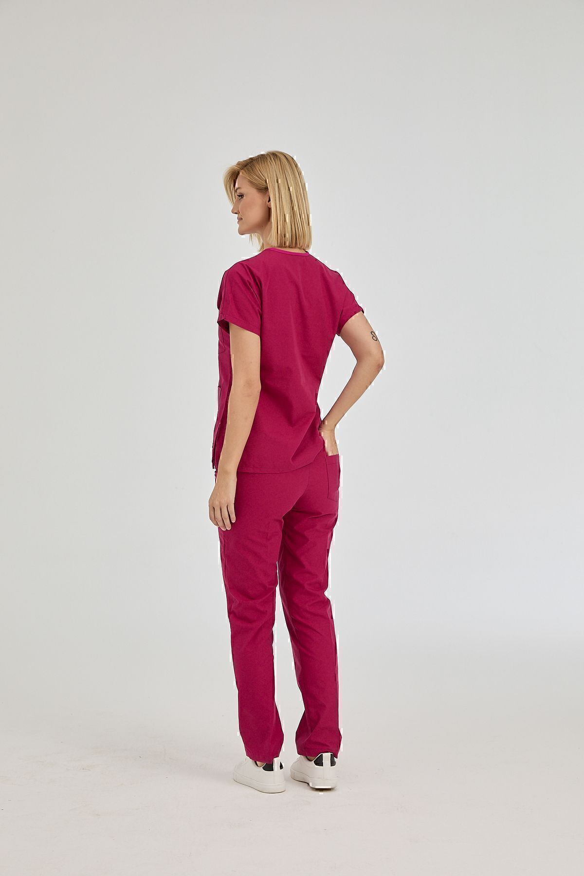 ÇİZGİ MEDİKAL-Dr Greys Terikoton Cherry Doctor Asistentă Tricou Tricou medical Costum chirurgical țesătură subțire (SUB-TOP) 5