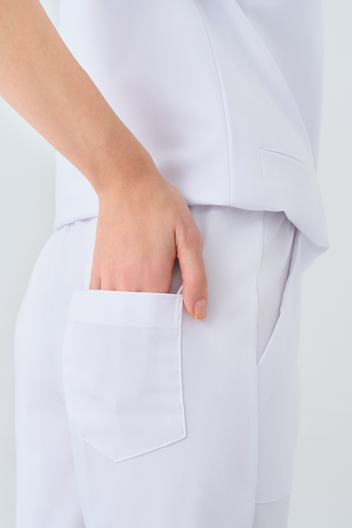 ÇİZGİ MEDİKAL-White Cool Best Lycra Scrubs Suit Reversible Stretchy Fabric Doctor Nurse Uniform 5