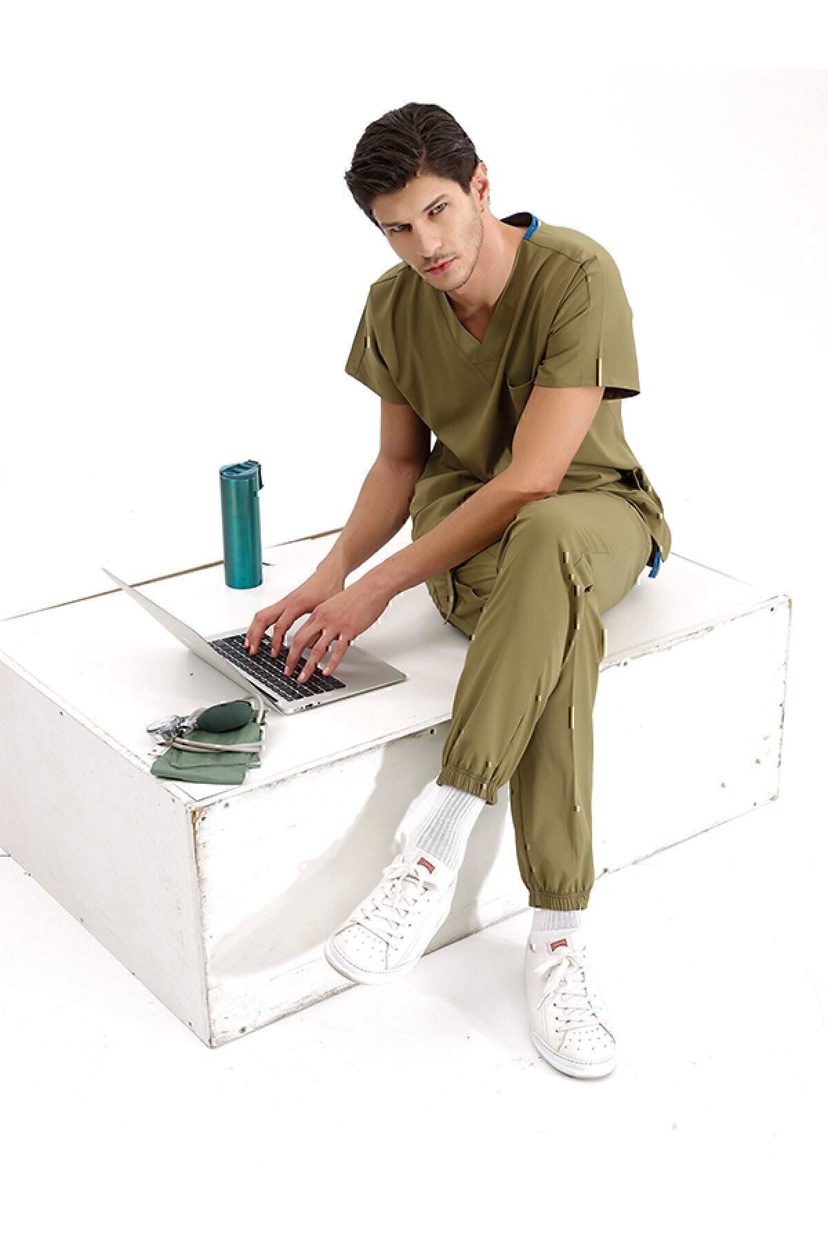 ÇİZGİ MEDİKAL-Set de uniforme de înaltă calitate Lycra Khaki Jogger Leg 4