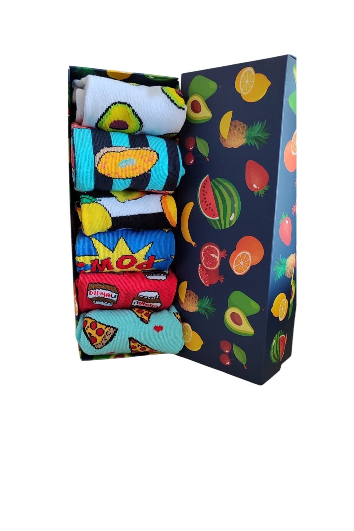 FAMEMUS ACCESSORY 6 Çift Renkli Desenli Unisex Çorap Seti – Eğlenceli ve Renkli Tasarımlar