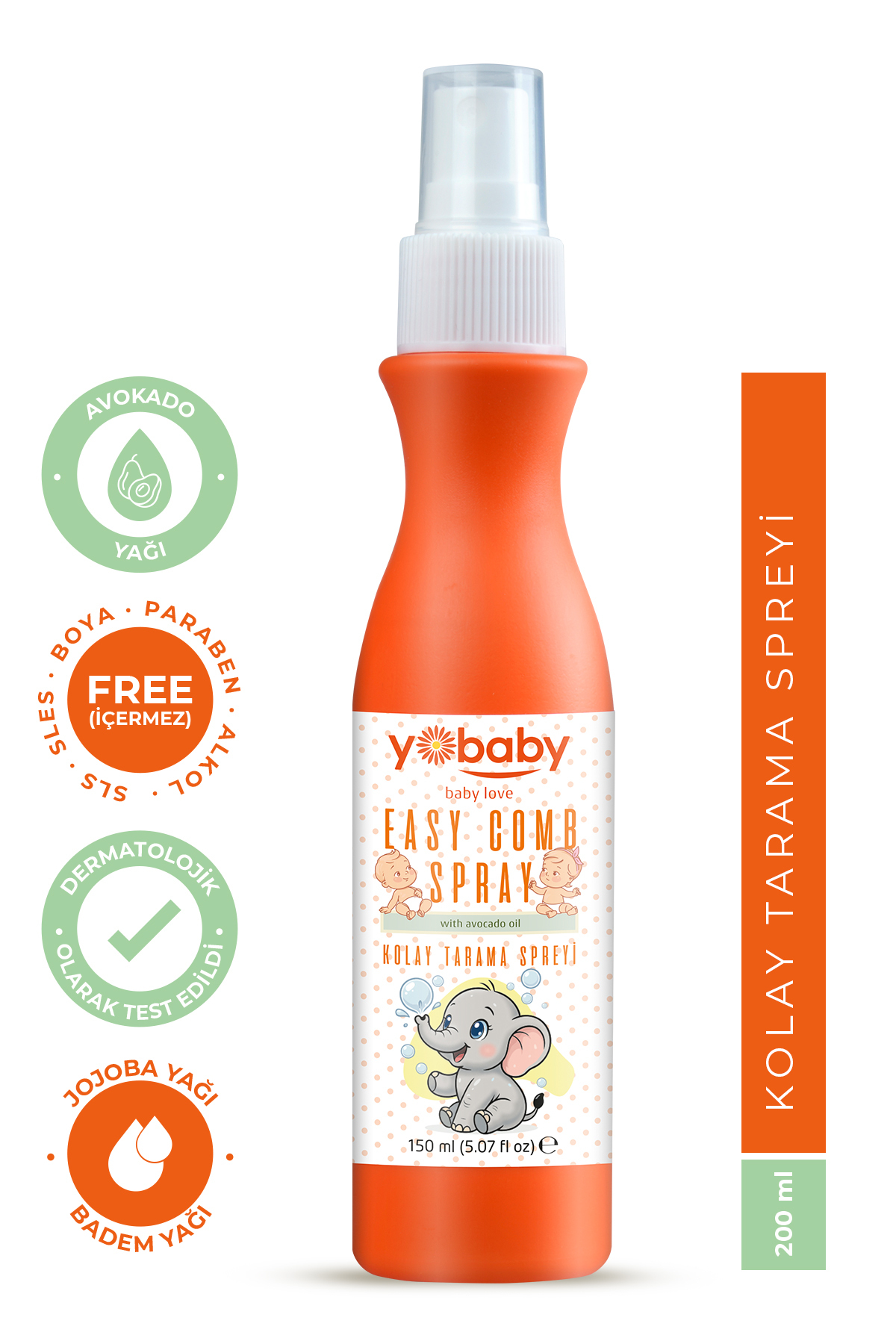 yobaby Kolay Tarama Saç Spreyi 150 ml - Avokado, Jojoba Ve Badem Yağlı Bebek Saç Bakımı fotoğrafı 2 (önizleme)