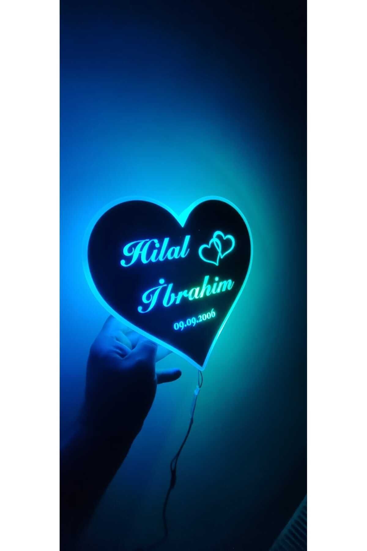 TasarımPleksi Kalp Kişiye Özel Renkli Pixel Led Işıklı Ayna (Düğün,Nişan,Söz, Evlilik yıldönümü, Doğumgünü)