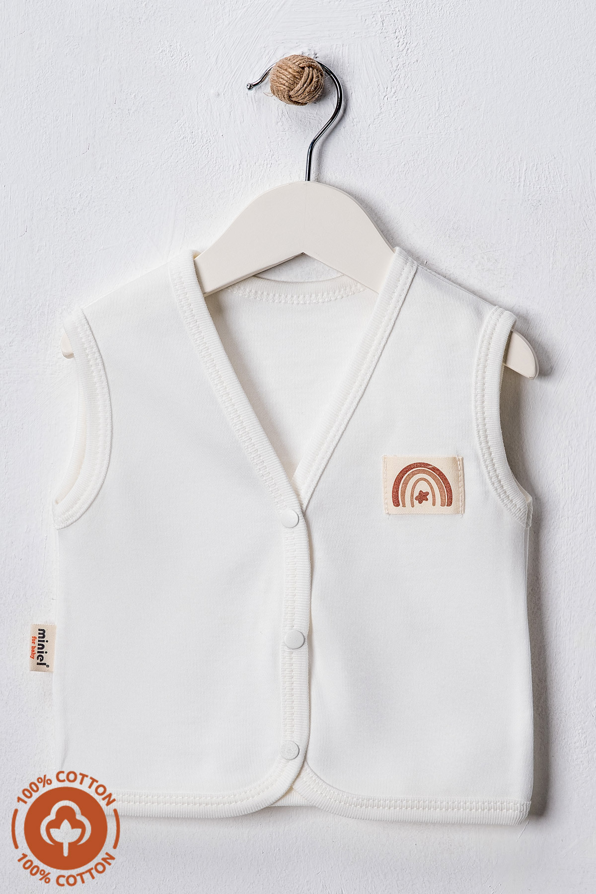 Miniel Unisex Bebek Arma Detaylı Organik Pamuklu 3-6-9 Ay 2li Penye Bebek Yelek Set fotoğrafı 3 (önizleme)