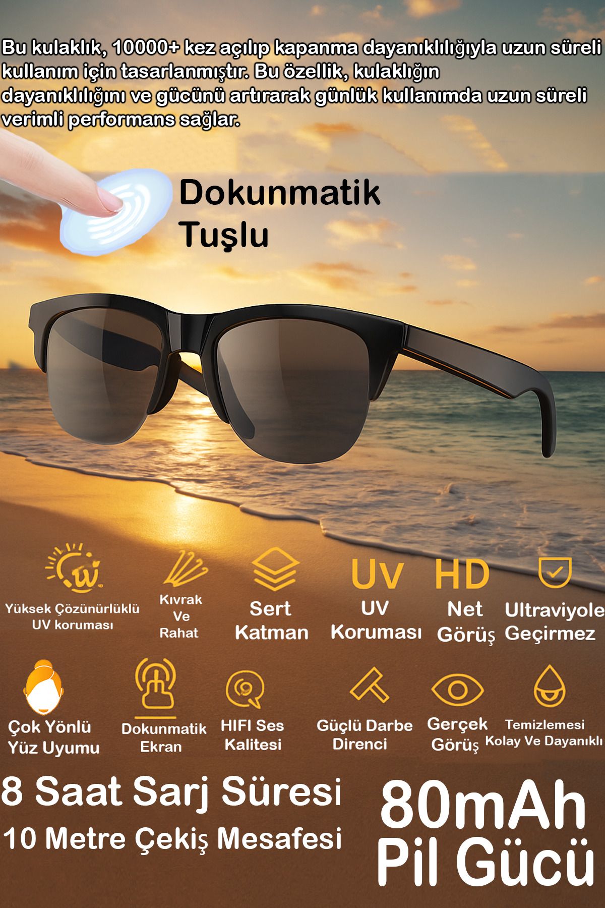 nextbuy Hoparlörlü Bluetoothlu Güneş Gözlüğü Kablosuz Işık Su Geçirmez Akıllı Gözlük Dokunmatik Çift FB22
