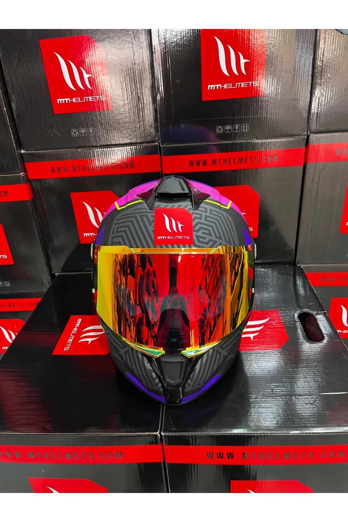 MT Helmets Targo S Brik C8 kask (şeffaf vizörlü)
