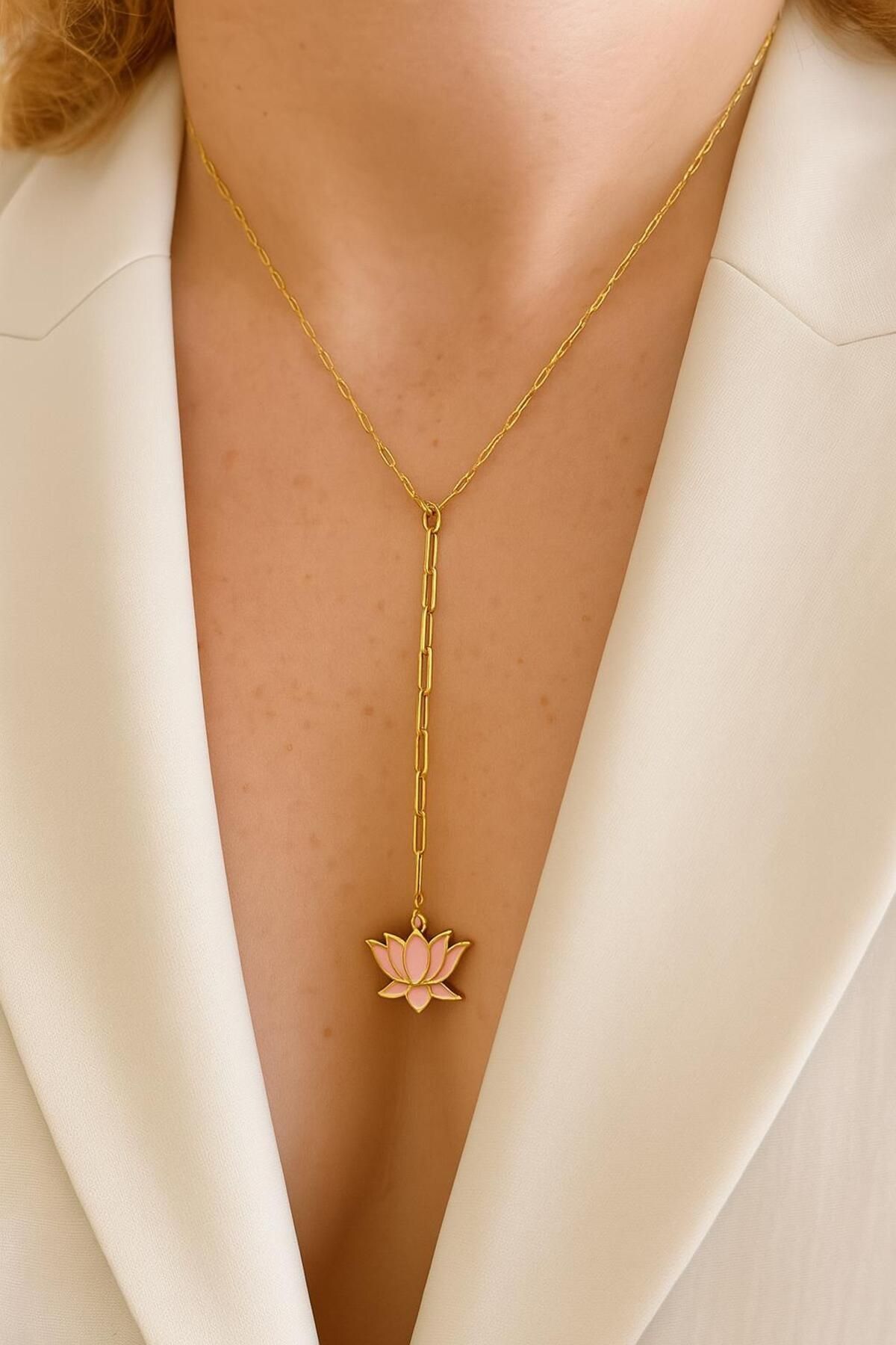 sirius jewelry 316L Çelik Lotus Y Kolye