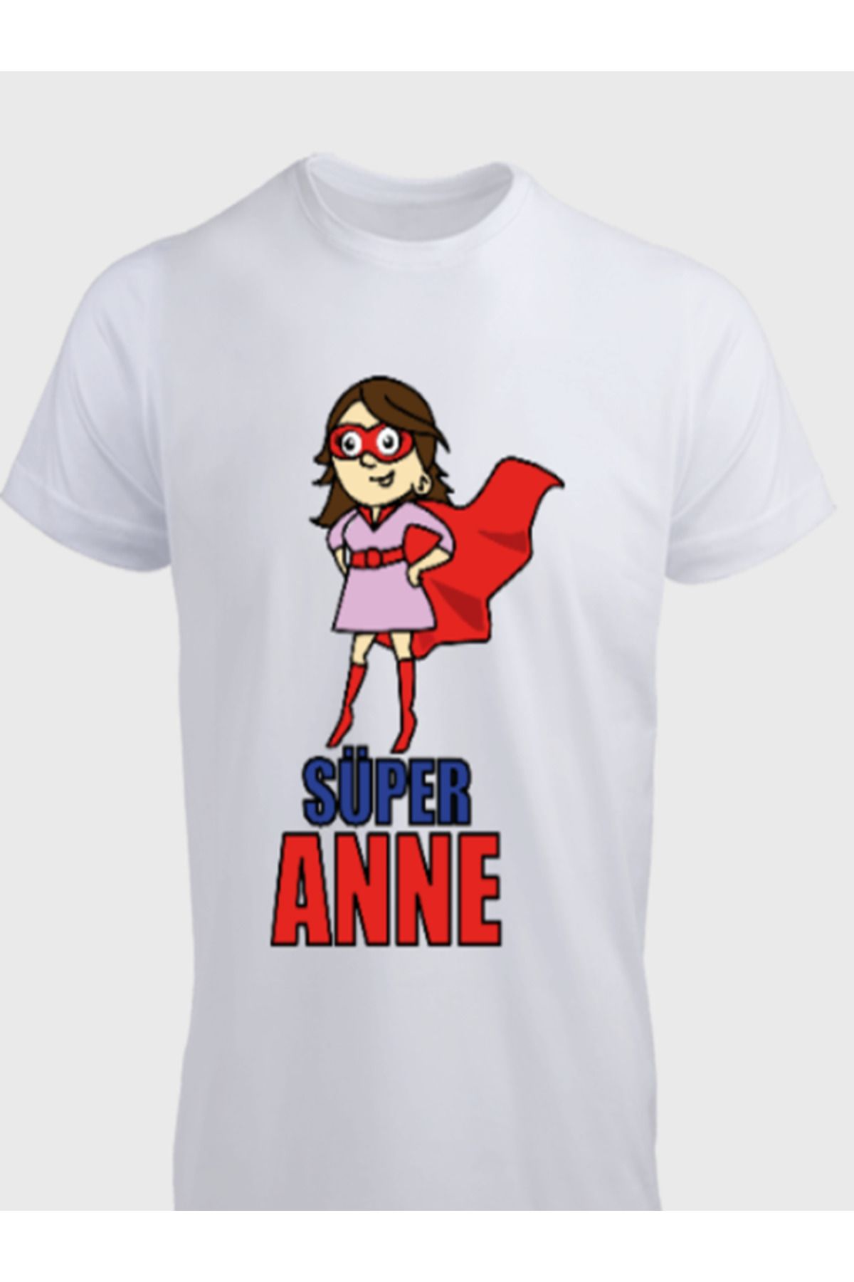 Ayka Unisex Erkek/Kadın Kişiye Özel ANNE Baskılı Pamuklu Bisiklet Yaka T-Shirt