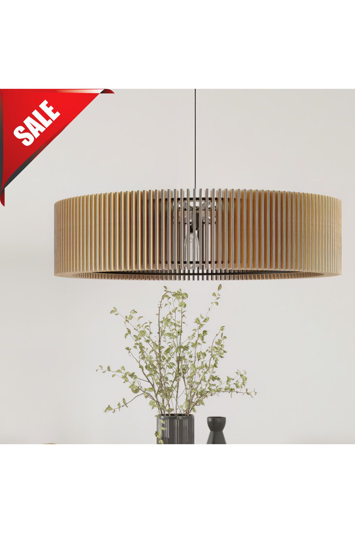 Ferisa Home 50 CM AHŞAP MODERN RUSTİK BOHEM OTURMA MUTFAK YATAK ODASI SALON AVİZE