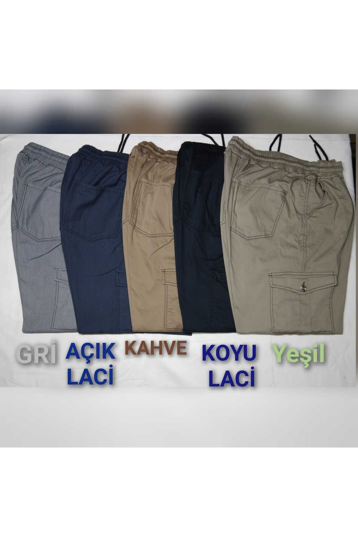 AKTEZ-EL Büyük Beden Erkek Keten Bel Ve Paça Lastikli Pantolon %97 Pamuk %3 Likra Gri