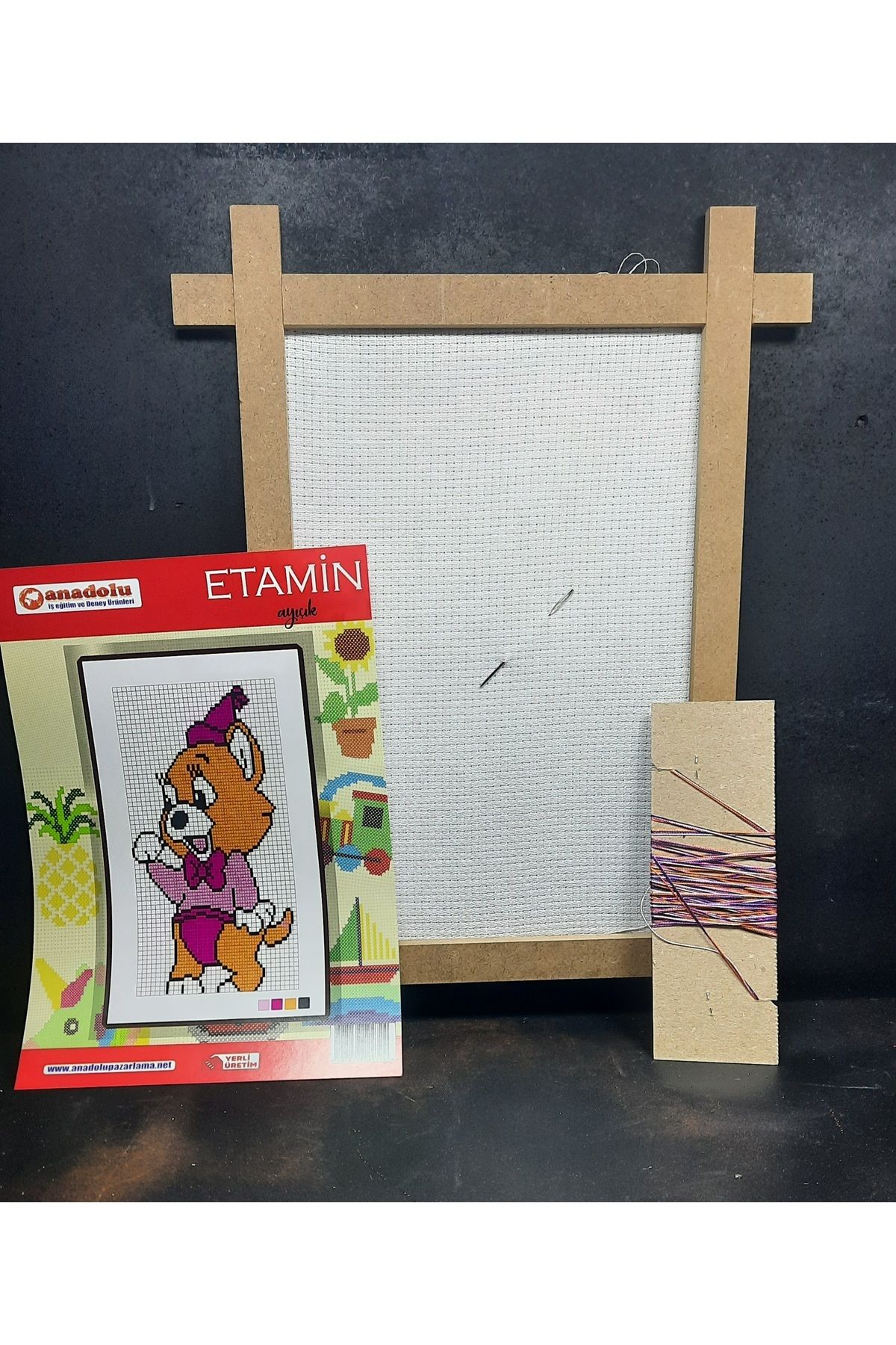 HOBICIX Etamin Seti 23x30 cm, iğne İplik Kaneviçe Seti Okul Hobi Elişi Sanatsal Model2
