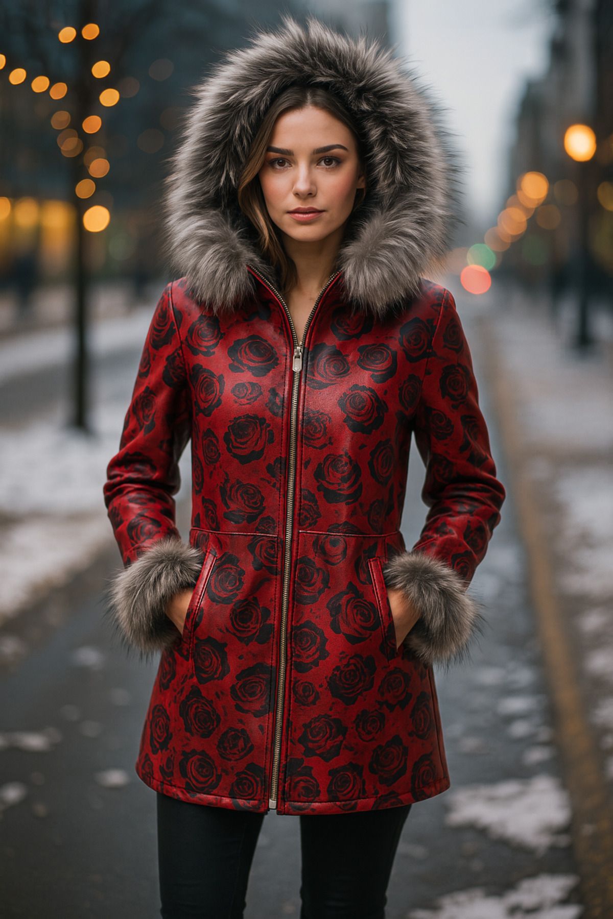 Butik RED ROSE HAKİKİ DERİ KÜRKLÜ KADIN CEKET