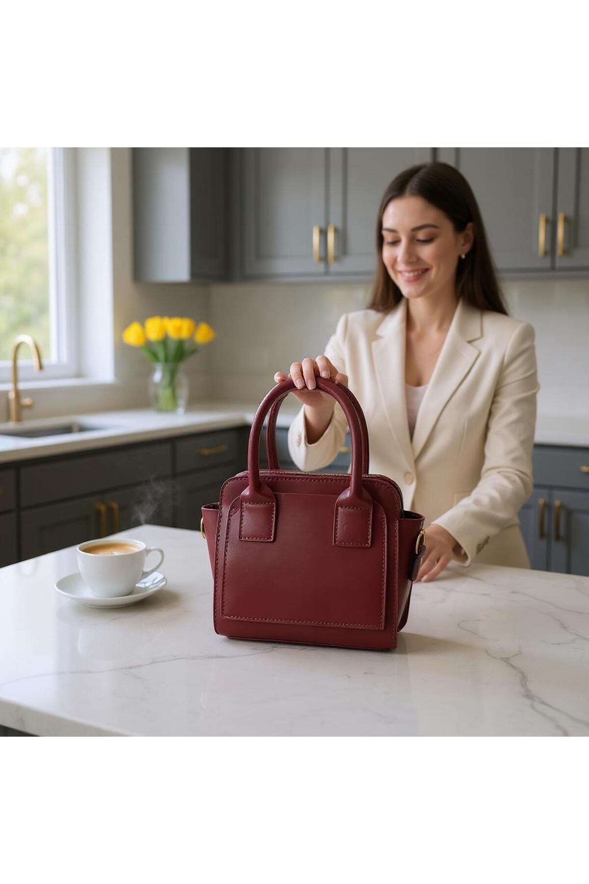 ZİVORA Kadın Kutu Model Fermuar Kapama Detaylı Şık Mini El ve Omuz Çantası