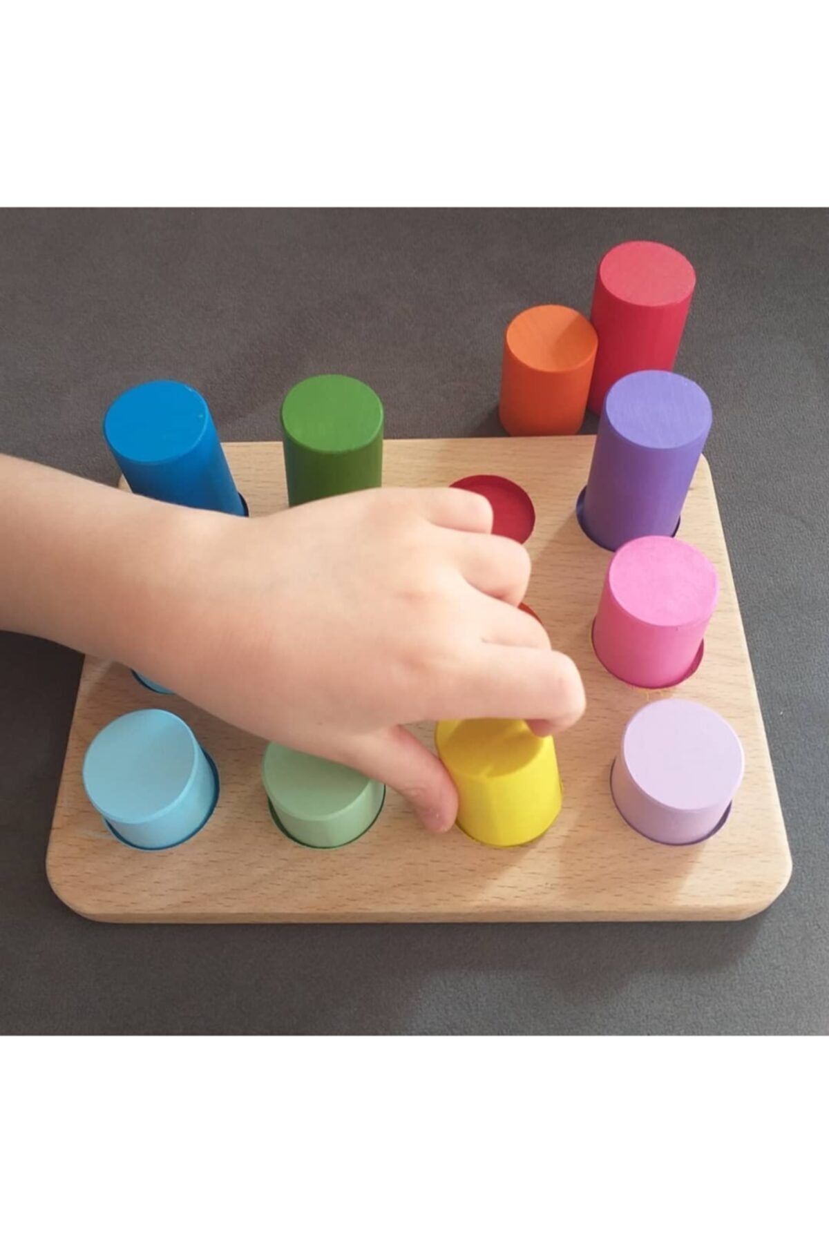 Moccotoys Montessori Eşleştirme Tablalı Silindirler & Eğitici Kartlar & Masif Ahşap fotoğrafı 6 (önizleme)