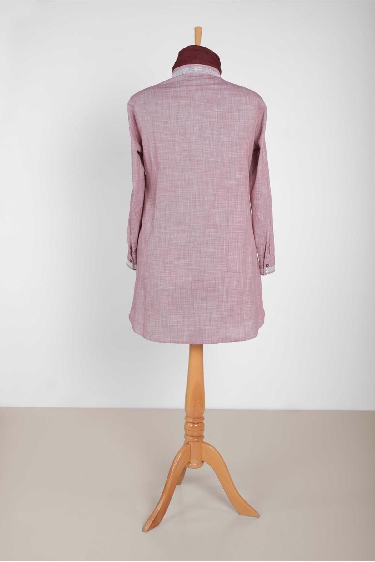 Alvina-Sequin Detailed Hidden Button Tunic 2886 - Cuff and Collar 3