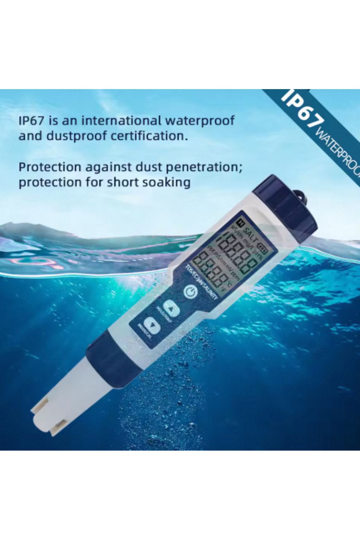 JUANJUAN-No Backlight 5 In 1 Ph Meter Water Quality Tester Digital Tds Ec Ph Salinity Temperature Meter For P 6