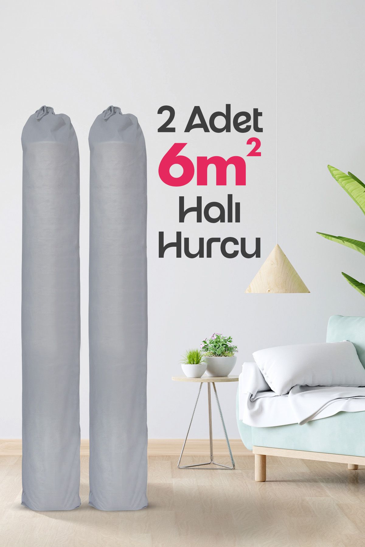 Palm Design 2 Adet Halı Hurcu, Halı Kılıfı, Halı Ambalajı, Halı Organizer