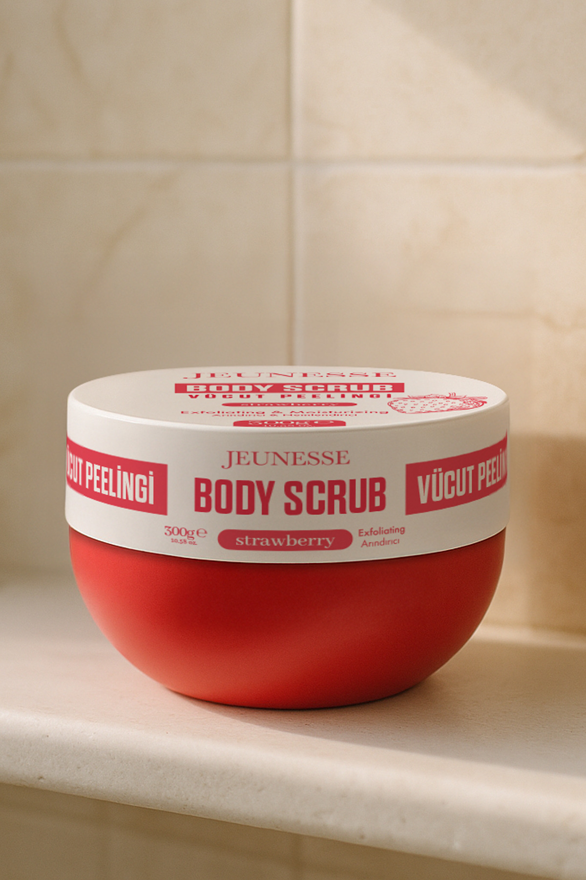 Body Scrub Arındırıcı Nemlendirici Çilekli Vücut Peelingi 300gr — CBS01 — تصویر 3 از 7