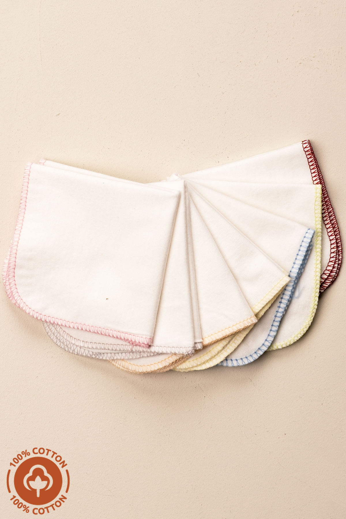 miniel organic Unisex Bebek %100 Organik Pamuklu Çift Katlı 7'Li Yenidoğan Bebek Süprem Ağız Mendili Renkli Set fotoğrafı 3 (önizleme)