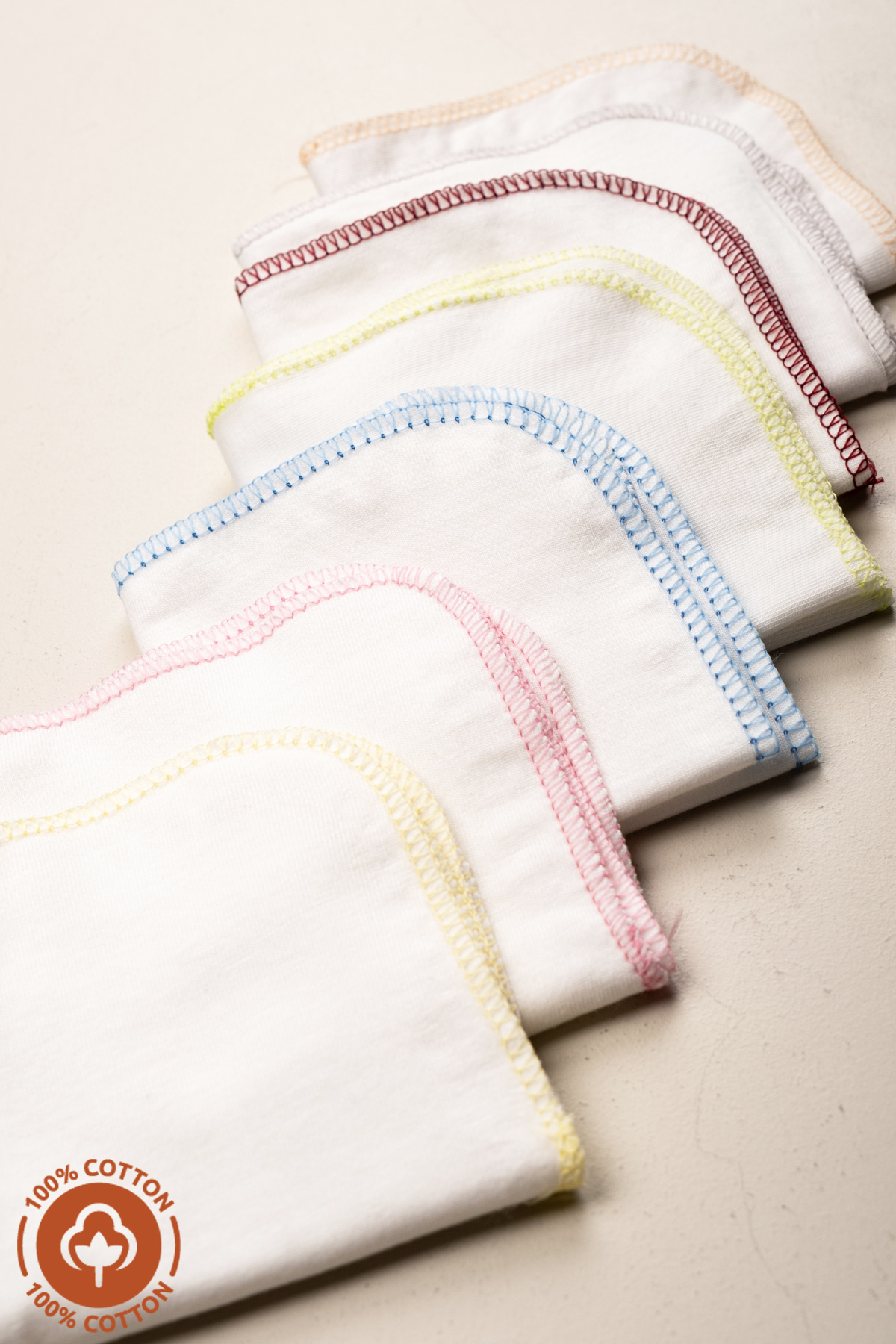 miniel organic Unisex Bebek %100 Organik Pamuklu Çift Katlı 7'Li Yenidoğan Bebek Süprem Ağız Mendili Renkli Set fotoğrafı 4 (önizleme)