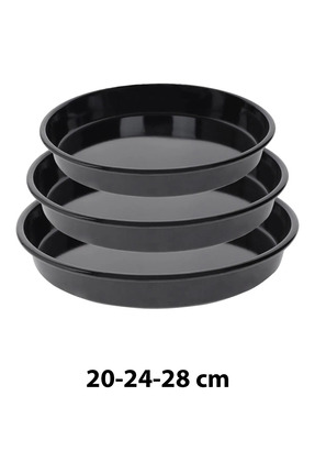 COOK-LAB 20-24-28 Cm 3'lü Siyah Parlak Emaye Yuvarlak Fırın Tepsi Seti