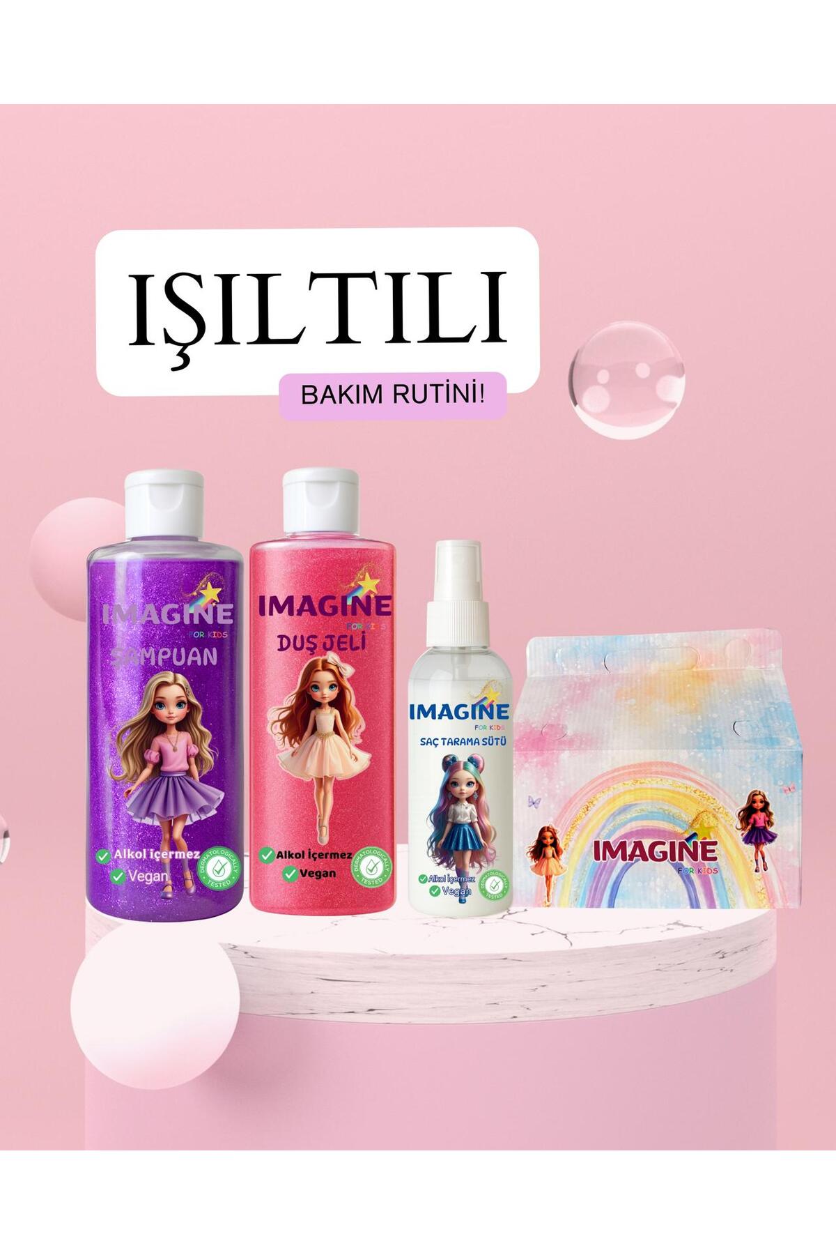 🌟 ست مراقبت از کودک نوجوان سه تکه Imagine Sparkling - شامپو، ژل دوش، شیر بازکننده گره مو، ۱۰۰٪ ایمن - ۶ عدد — تصویر 3 از 6
