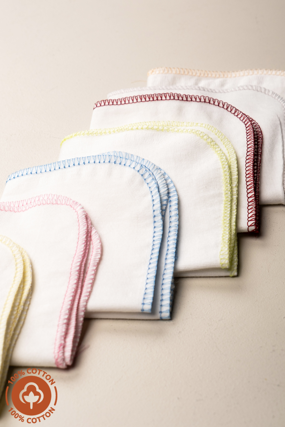 miniel organic Unisex Bebek %100 Organik Pamuklu Çift Katlı 7'Li Yenidoğan Bebek Süprem Ağız Mendili Renkli Set fotoğrafı 5 (önizleme)