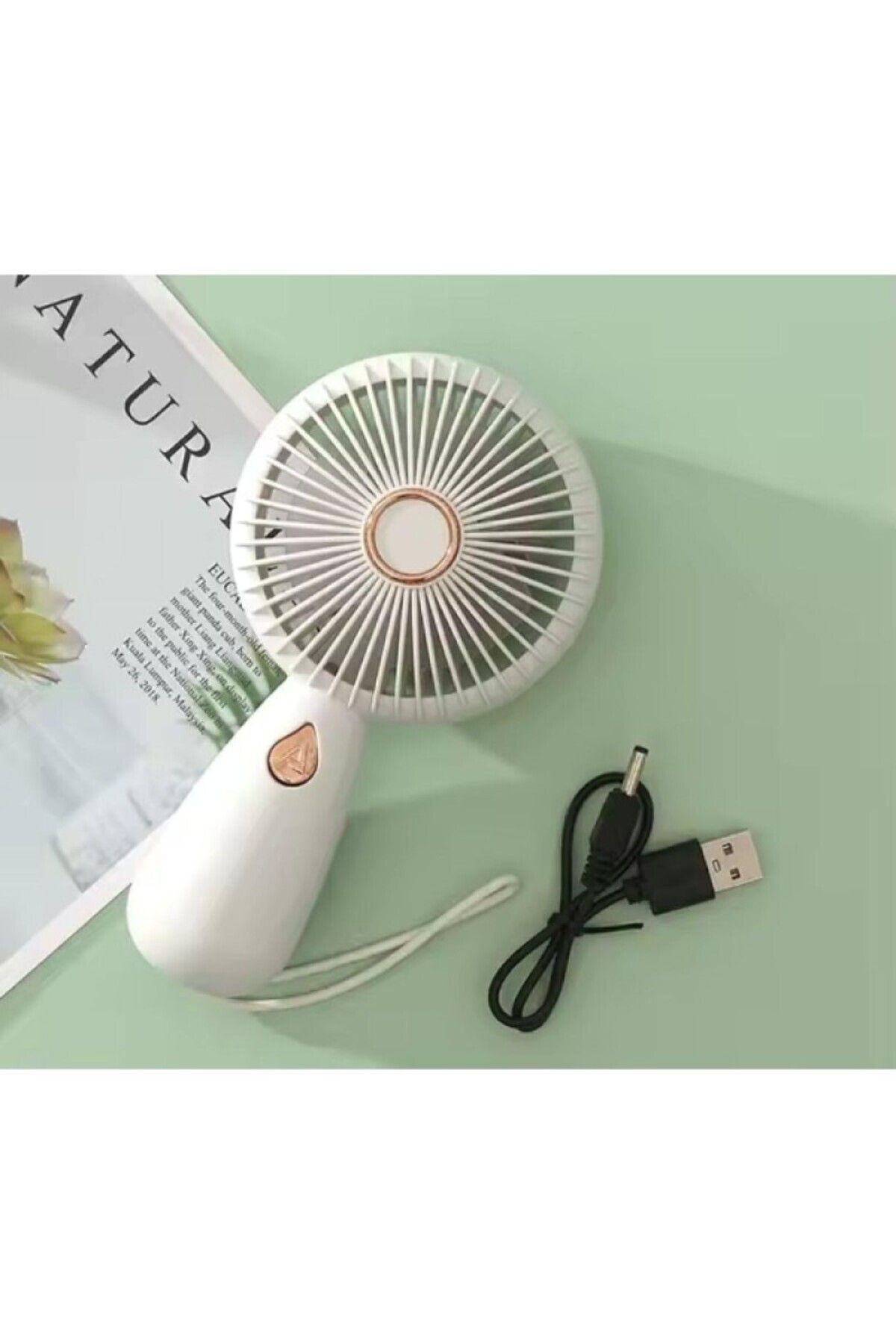 diay Taşınabilir Şık Kolay Mini El Fanı Şarjlı Işıklı Minimalist Vantilatör Serinletici