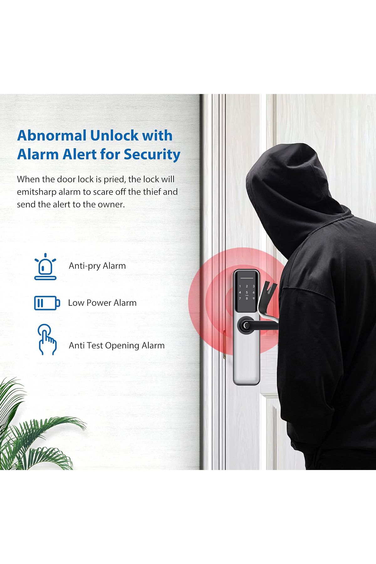 AREB-Smart Lock Wifi Silver 85 * 50 – 5 Unlocking Methods, Auto-lock, Anti-theft Security For Home 5