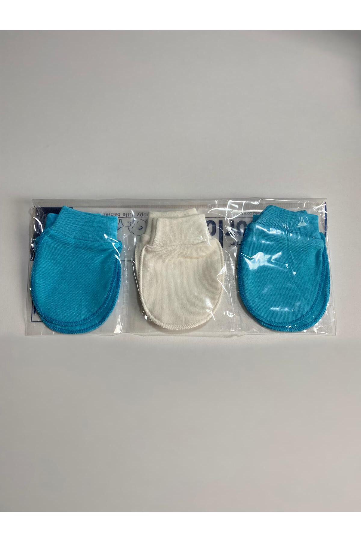 minishbabykids Yenidoğan Bebek 3 lü Çift Tırnak Eldiven Seti fotoğrafı 6 (önizleme)