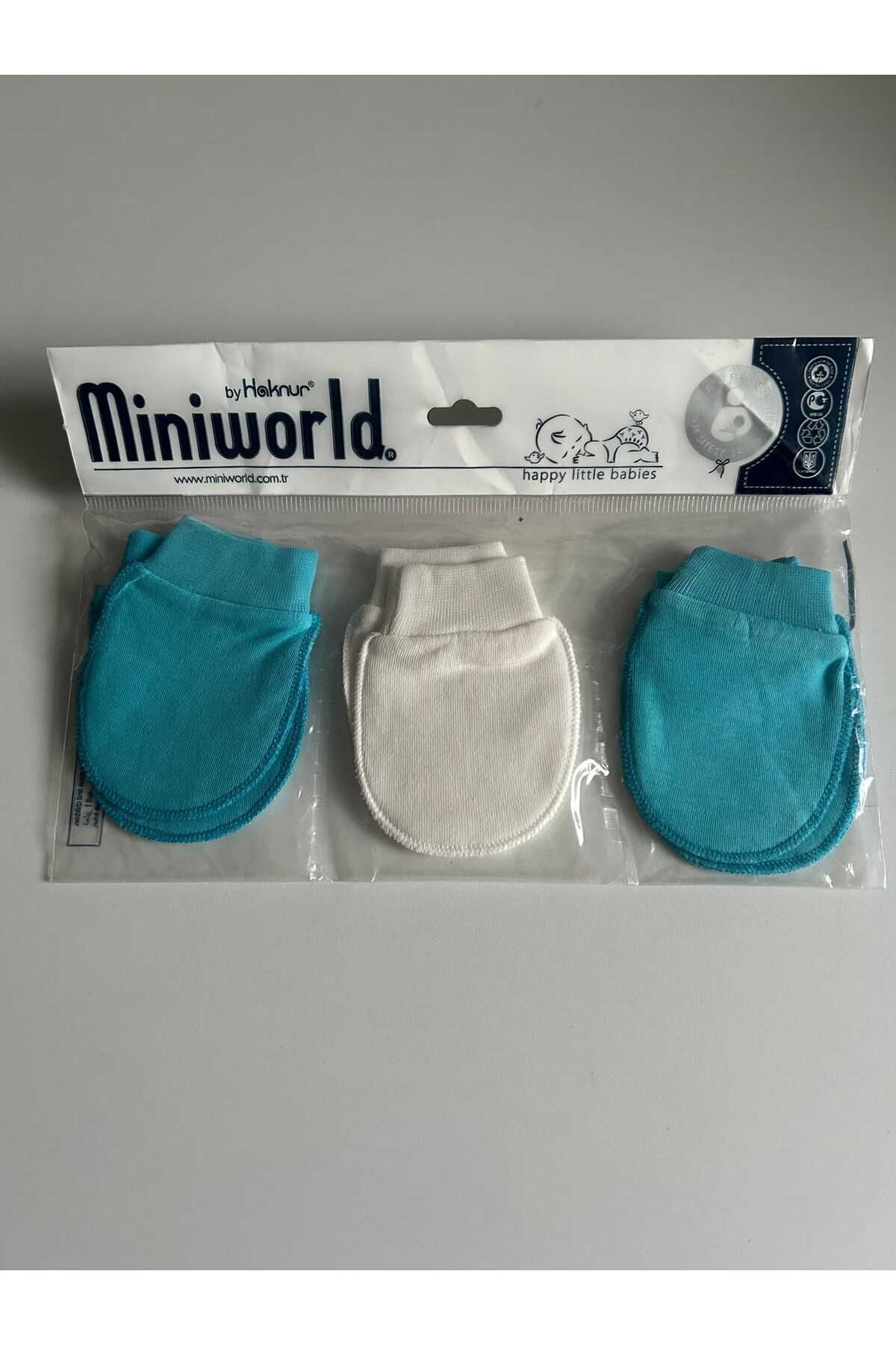minishbabykids Yenidoğan Bebek 3 lü Çift Tırnak Eldiven Seti fotoğrafı 2 (önizleme)