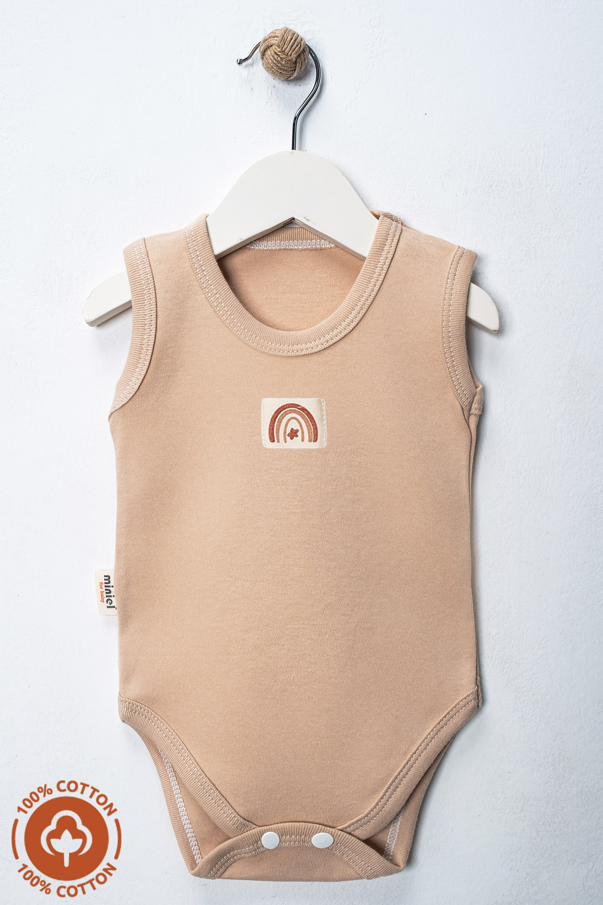 miniel organic Unisex Bebek %100 Organik Pamuklu Etiketli 3-6-9-12 Ay 6Lı Kolsuz Atlet Bebek Body Zıbın Set fotoğrafı 2 (önizleme)