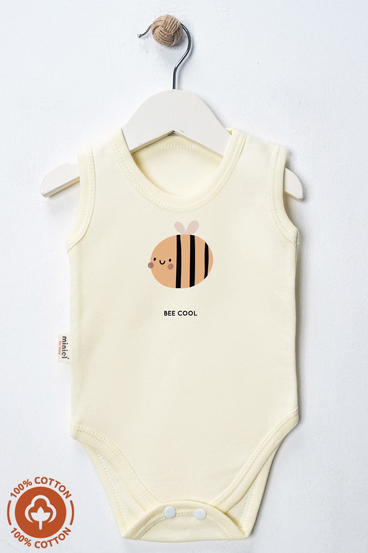 miniel organic Unisex %100 Organik Pamuklu Love Baskılı 3-6-9-12 Ay 3Lü Kolsuz Atlet Bebek Body Zıbın fotoğrafı 4 (önizleme)