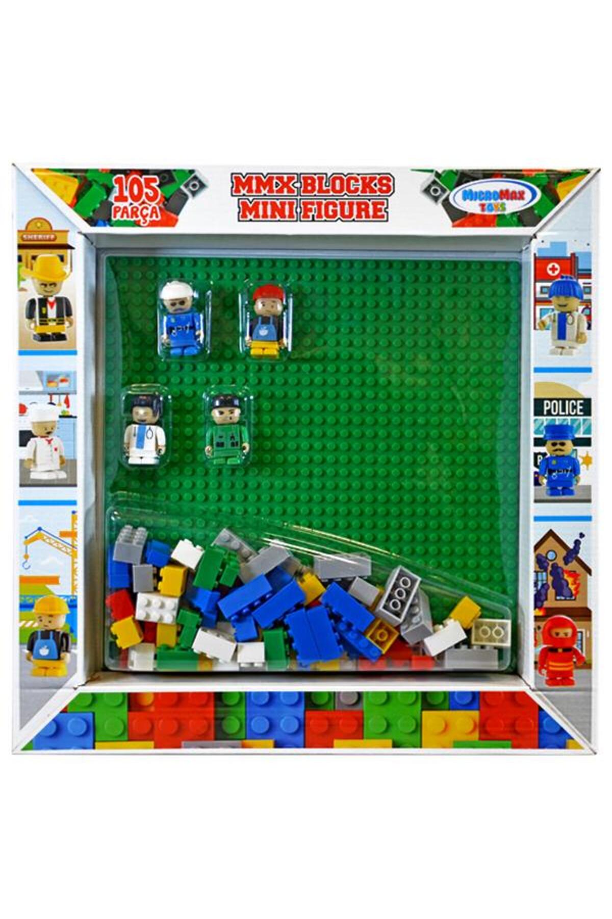 Micromax Mmx 105 Parça Yeşil Zemin Yapı Blok Ve 4 Figür Seti02 034