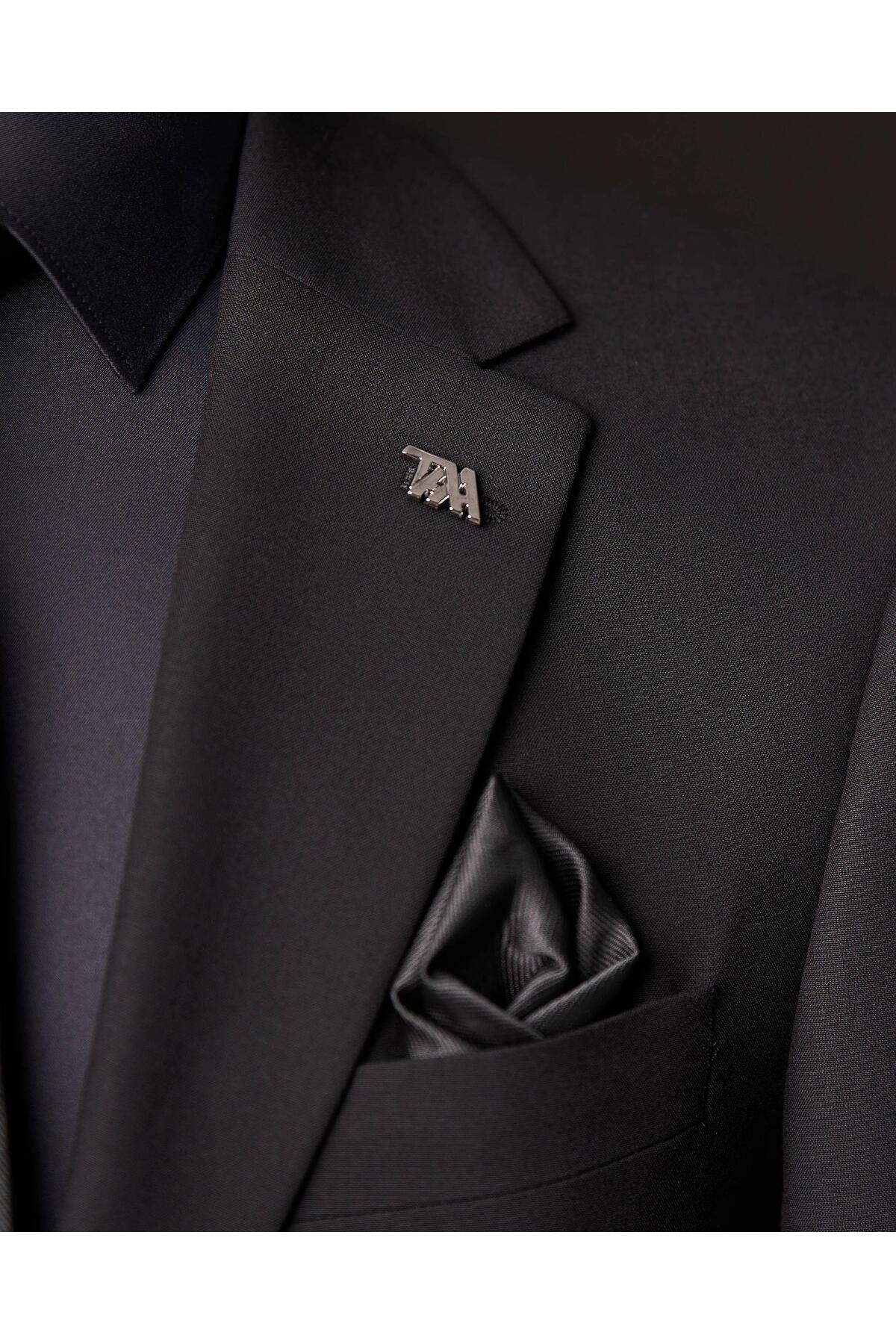 TerziAdemAltun  SLİM FİT CEKET PANTOLON TAKIM ELBİSE SİYAH T13542 - Görsel 3